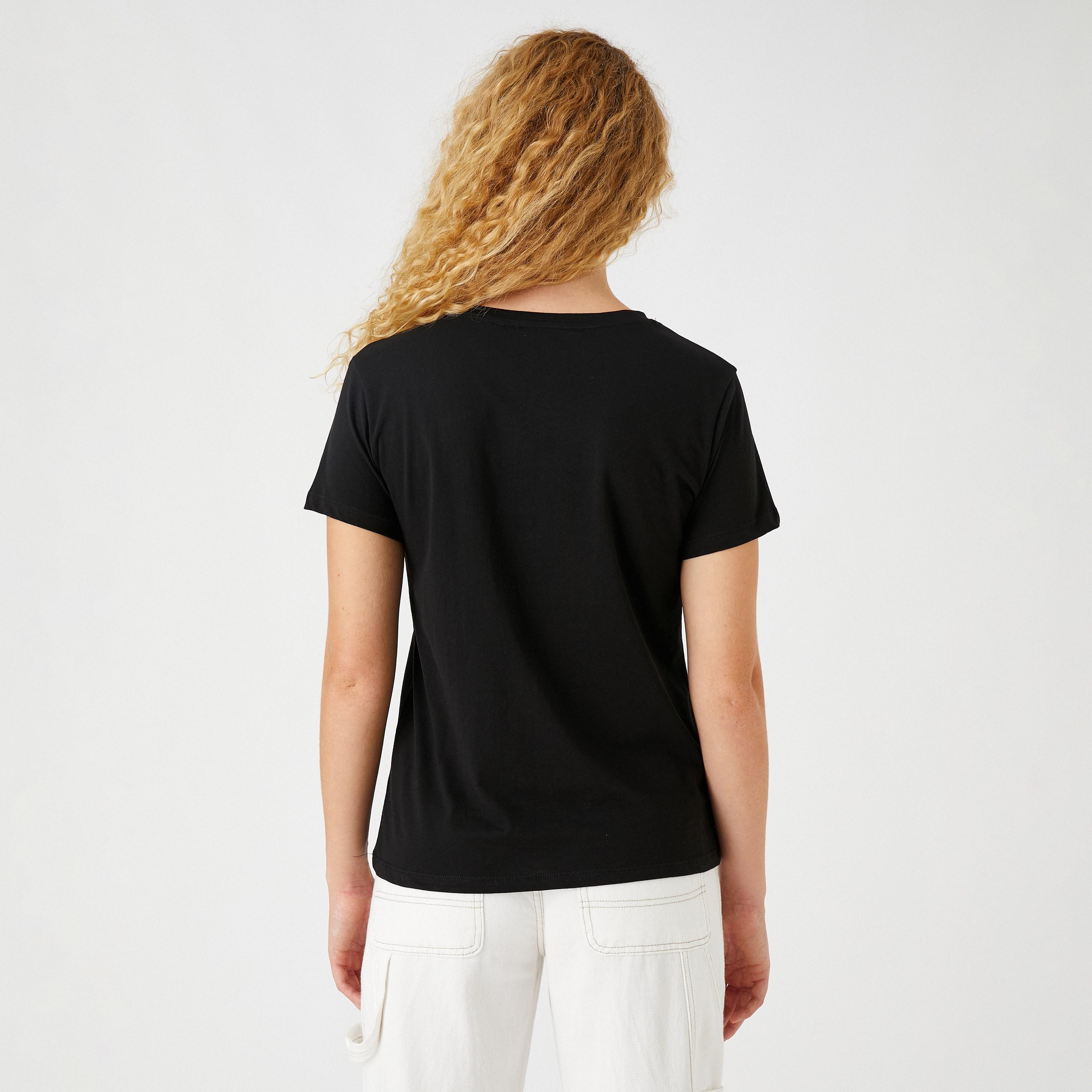 KOTON Black Embellished Women's T-Shirt-women-clothing-tshirts-image-3