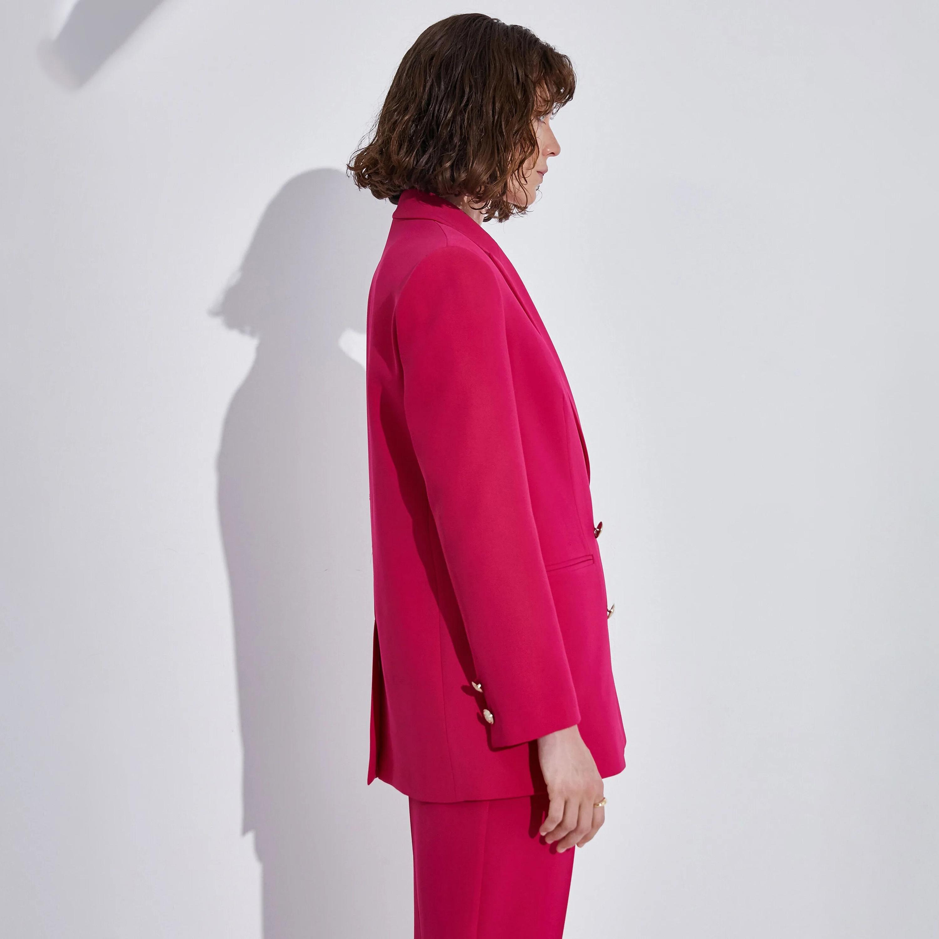 KOTON Pink Lapel collar Women's Double Breasted Blazer-women-clothing-coatsandjackets-blazers-image-3