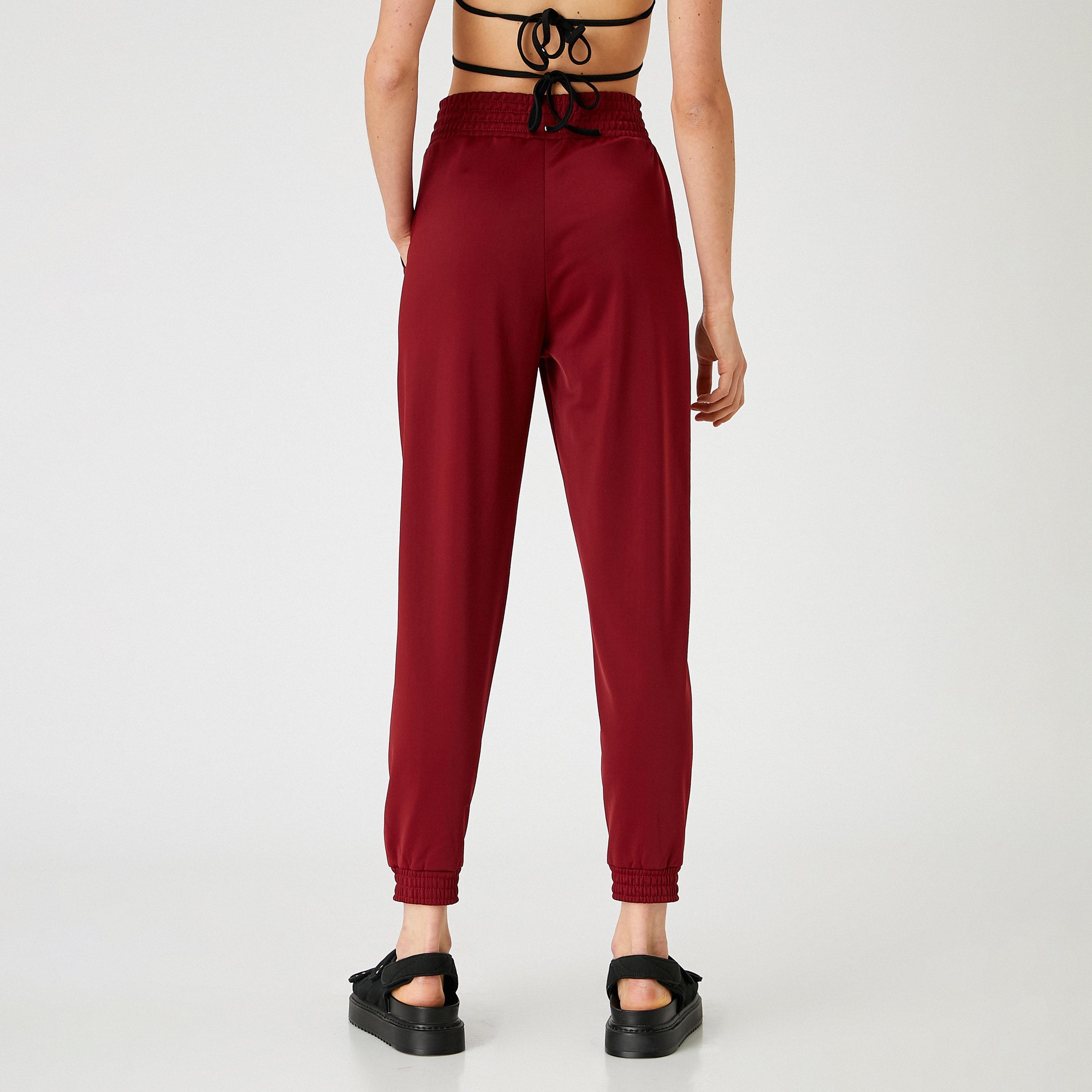 KOTON Red Elasticated Waist Cuffed Women's Sweatpants-women-clothing-joggers-image-4
