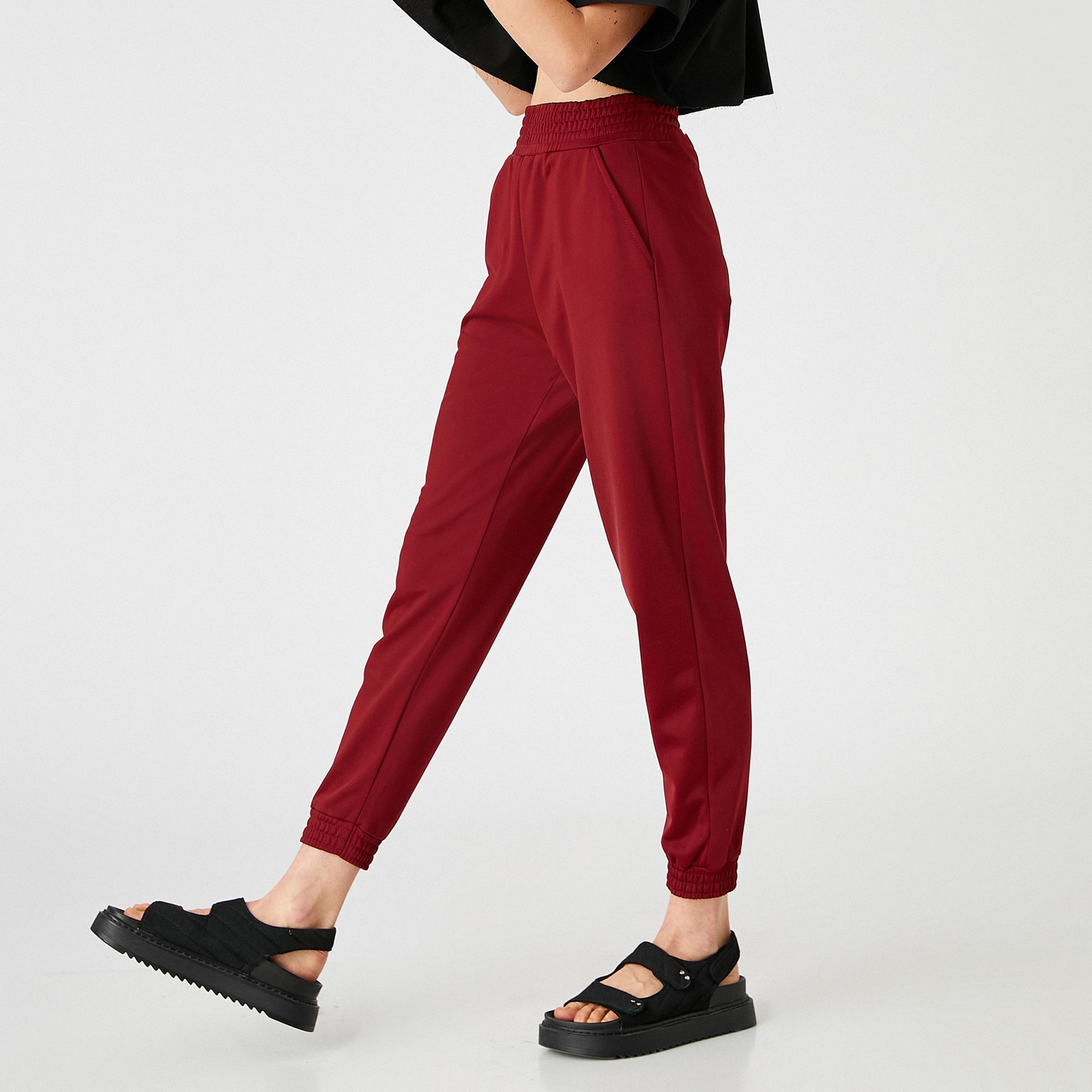 KOTON Red Elasticated Waist Cuffed Women's Sweatpants-women-clothing-joggers-image-5