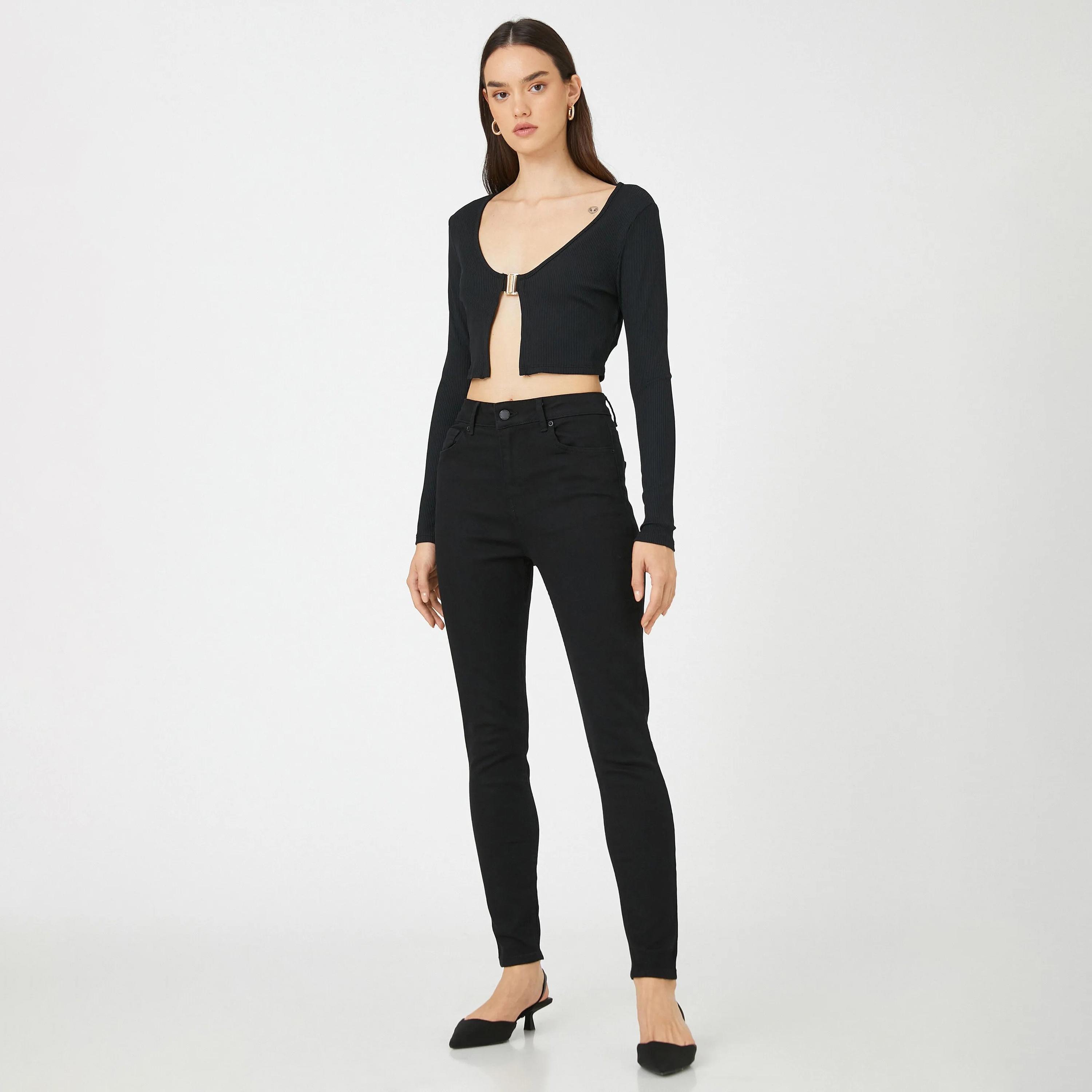KOTON Skinny Fit Plain High-Rise Women's Jeans-women-clothing-bottoms-jeans-image-2