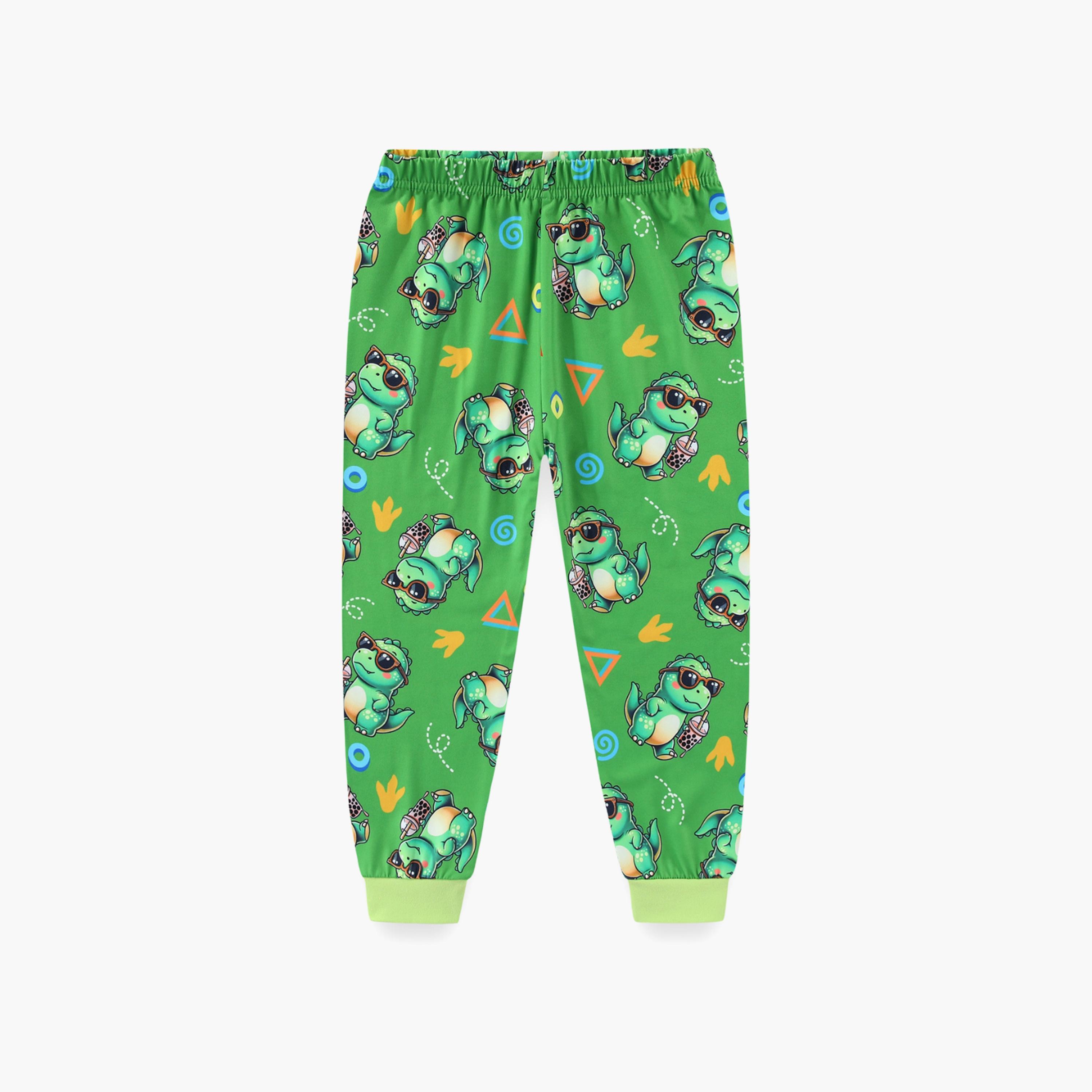 Babyqlo Cotton Dinosaur Printed Long Sleeves Glow T-Shirt & Pyjamas Set-baby-boys-clothing-nightwear-pyjamasets-image-6