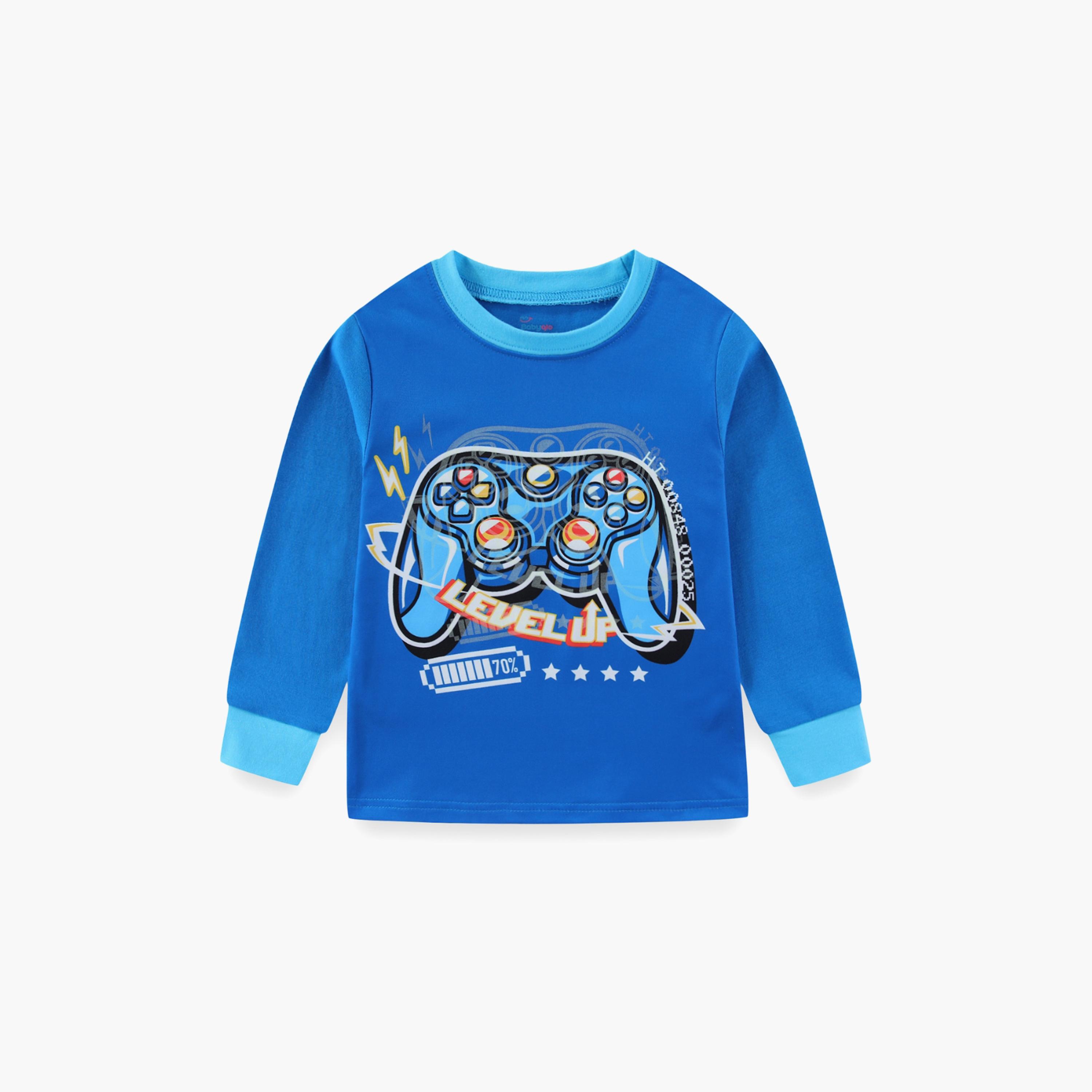 Babyqlo Cotton Gaming Console Bear Printed Long Sleeves Glow T-Shirt & Pyjamas Set-baby-boys-clothing-nightwear-pyjamasets-image-4
