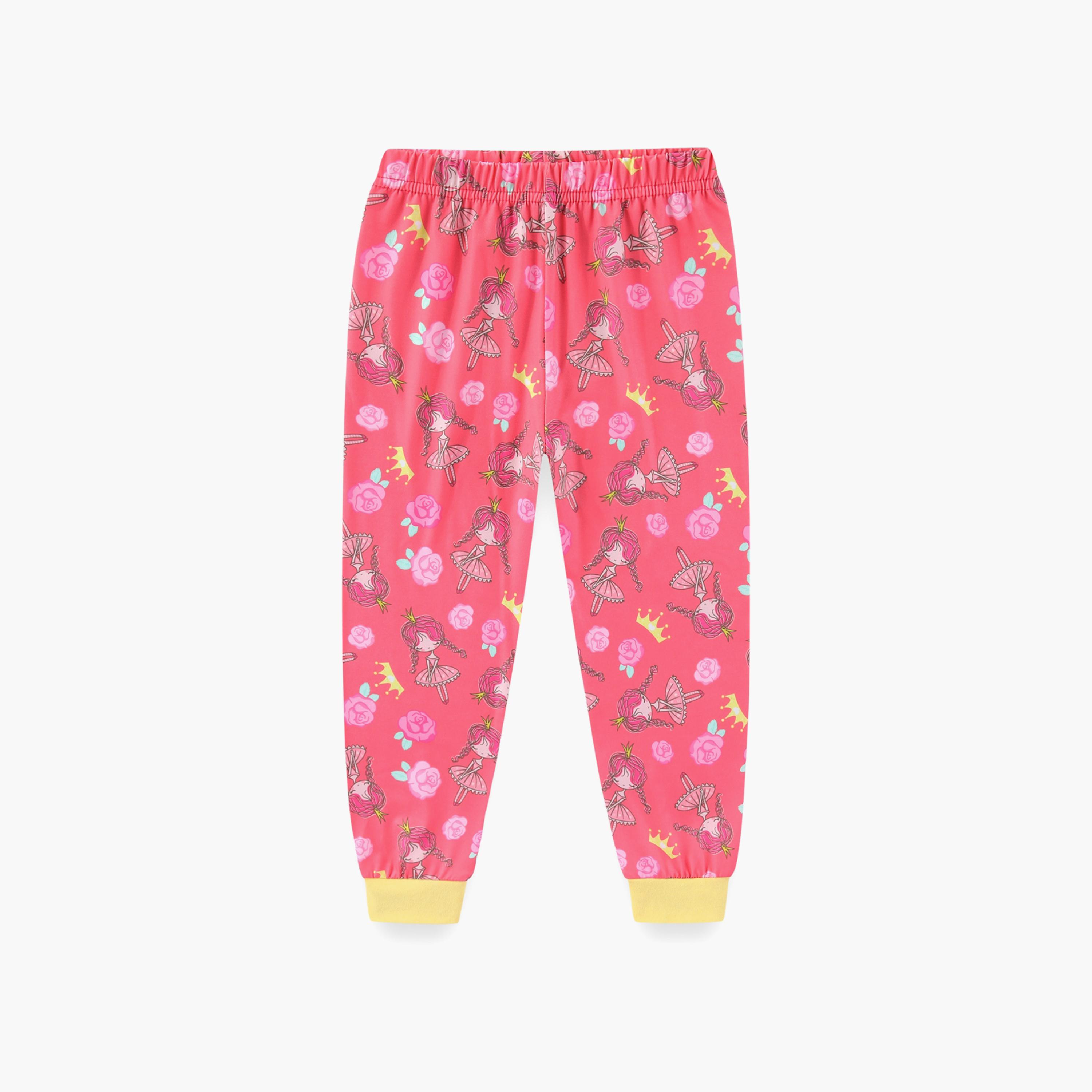 Babyqlo Cotton Little Princess Printed Long Sleeves Glow T-Shirt & Pyjamas Set-baby-girls-clothing-nightwear-pyjamasets-image-6