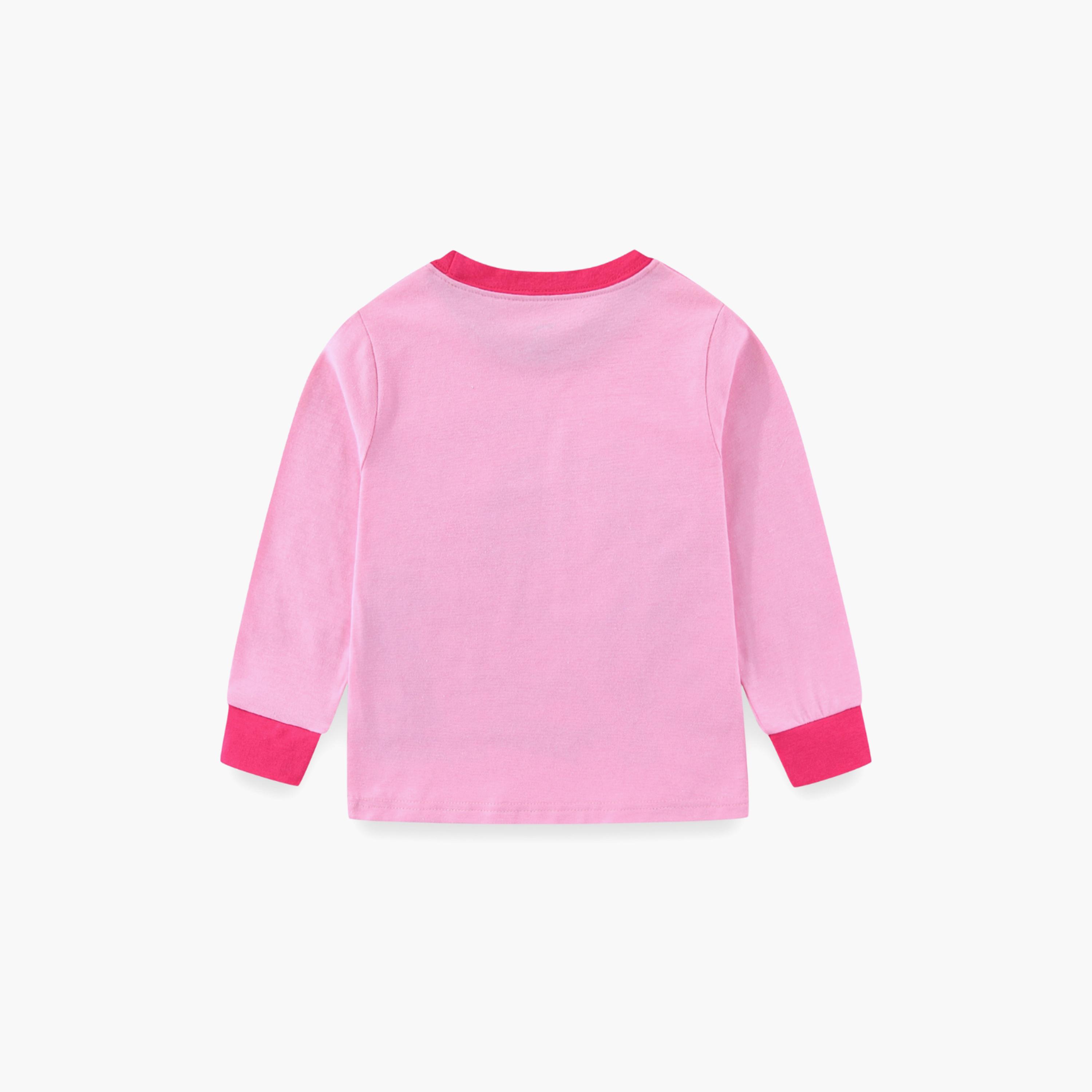 Babyqlo Cotton Sweet Unicorn Printed Long Sleeves Glow T-Shirt & Pyjamas Set-baby-girls-clothing-nightwear-pyjamasets-image-5