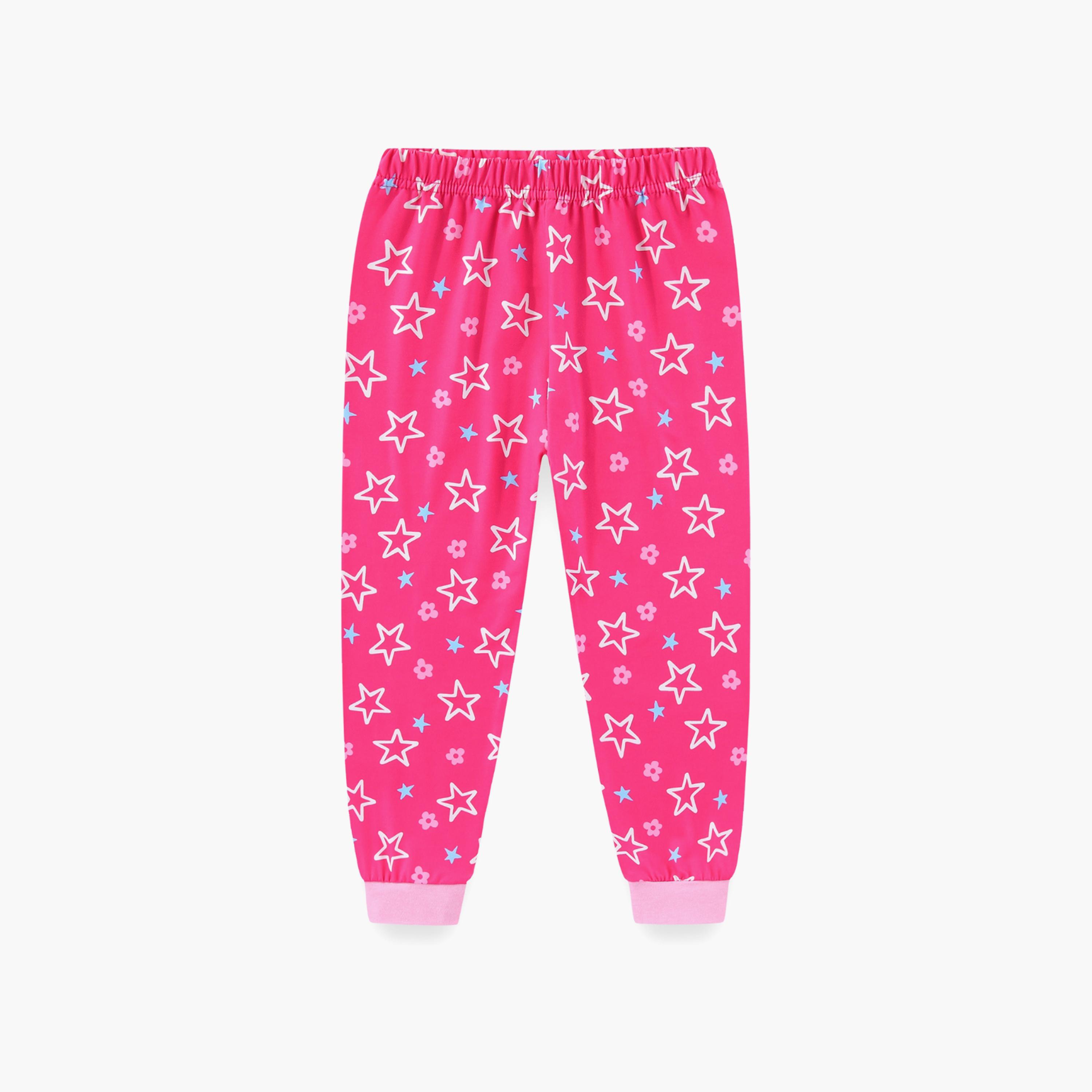 Babyqlo Cotton Sweet Unicorn Printed Long Sleeves Glow T-Shirt & Pyjamas Set-baby-girls-clothing-nightwear-pyjamasets-image-6