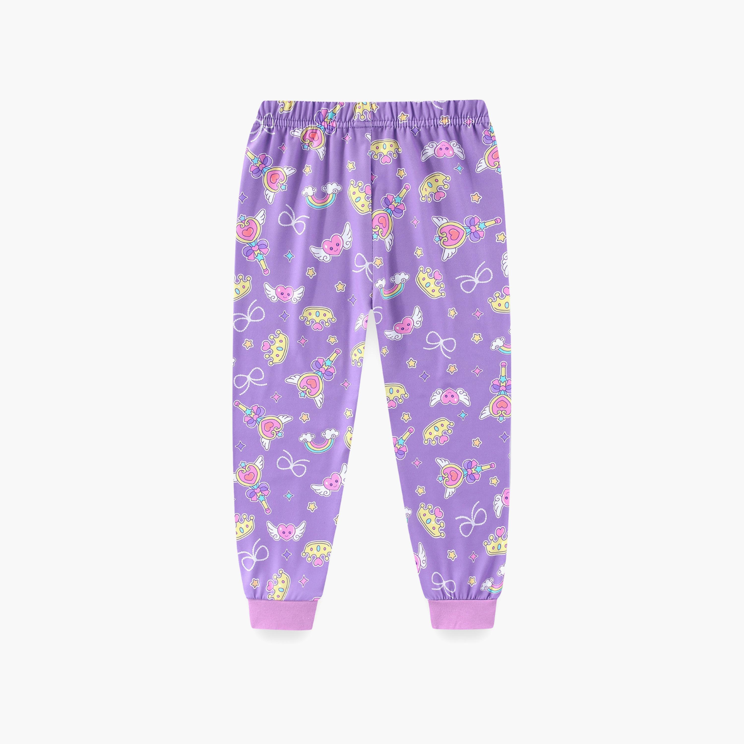 Babyqlo Cotton Rainbow Unicorn Printed Long Sleeves Glow T-Shirt & Pyjamas Set-baby-girls-clothing-nightwear-pyjamasets-image-6