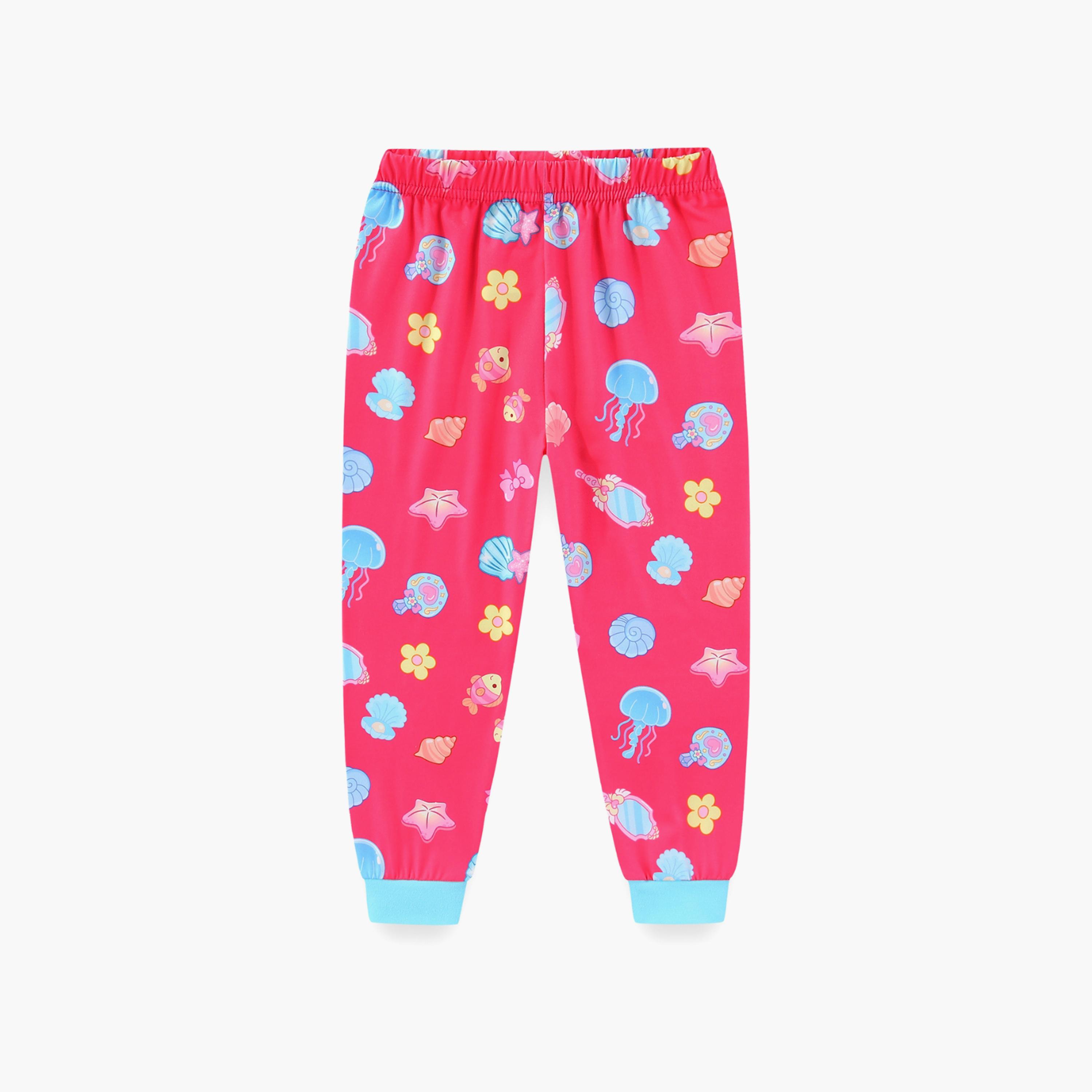 Babyqlo Cotton Fantasy Mermaid Printed Long Sleeves Glow T-Shirt & Pyjamas Set-baby-girls-clothing-nightwear-pyjamasets-image-6