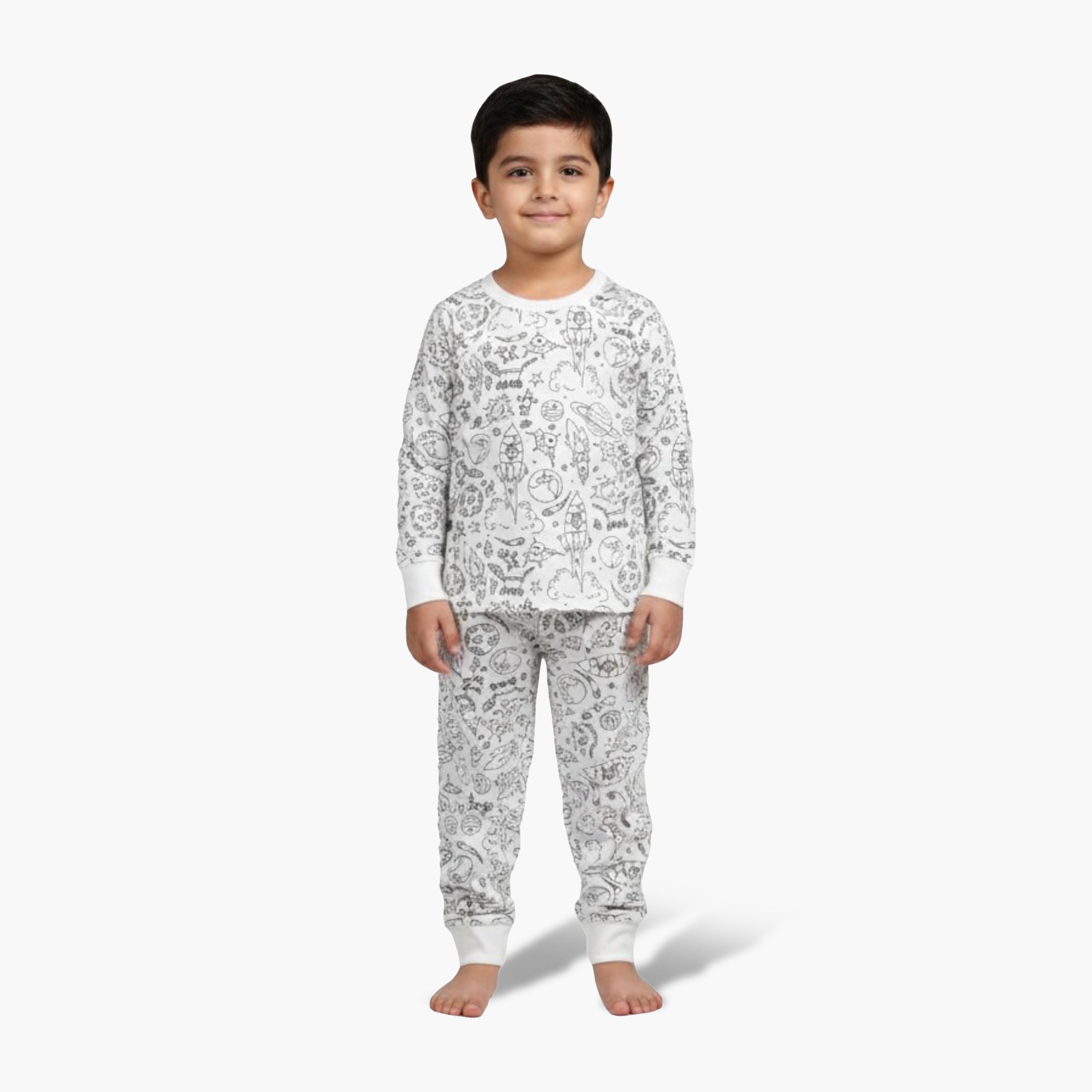 طقم بيجامة قطنية "لوّنها بنفسك" من بيبيكلو-boys-clothing-setsandcoords-image-1