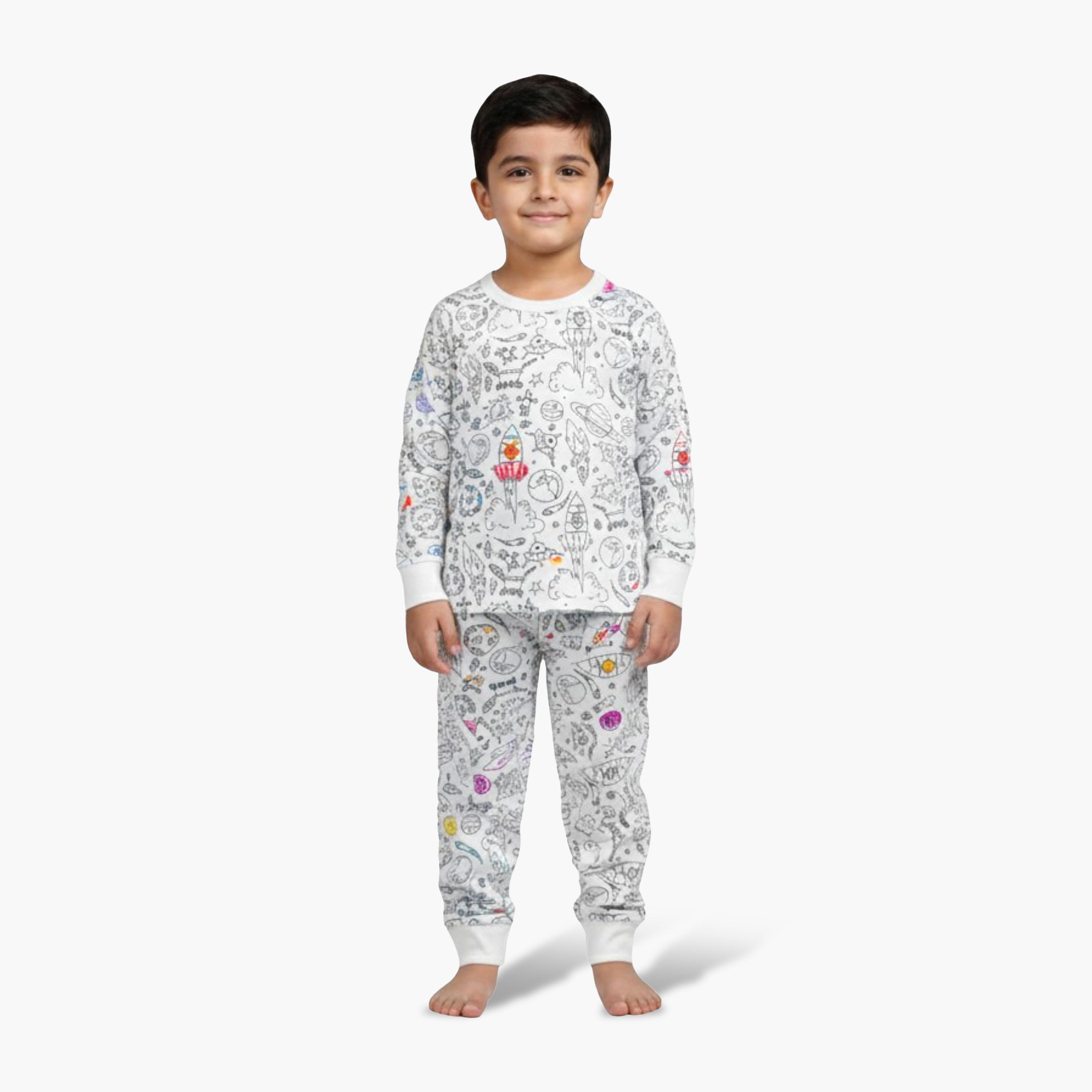 طقم بيجامة قطنية "لوّنها بنفسك" من بيبيكلو-boys-clothing-setsandcoords-image-2