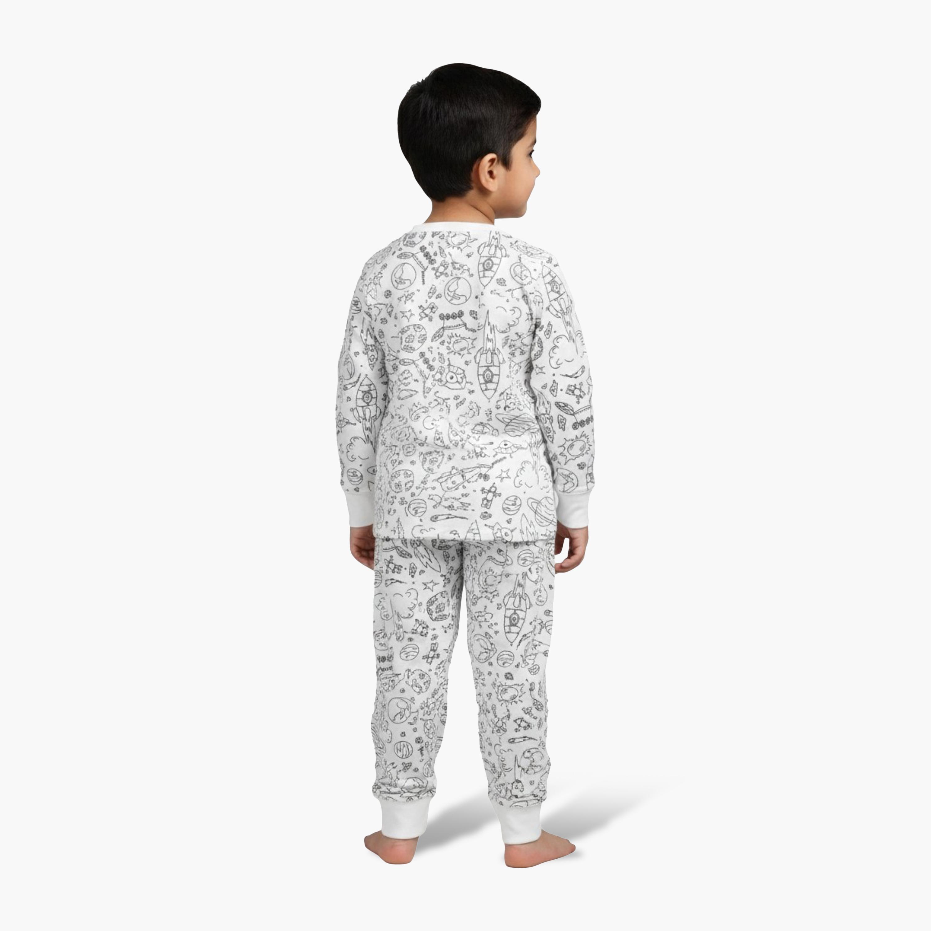 طقم بيجامة قطنية "لوّنها بنفسك" من بيبيكلو-boys-clothing-setsandcoords-image-3