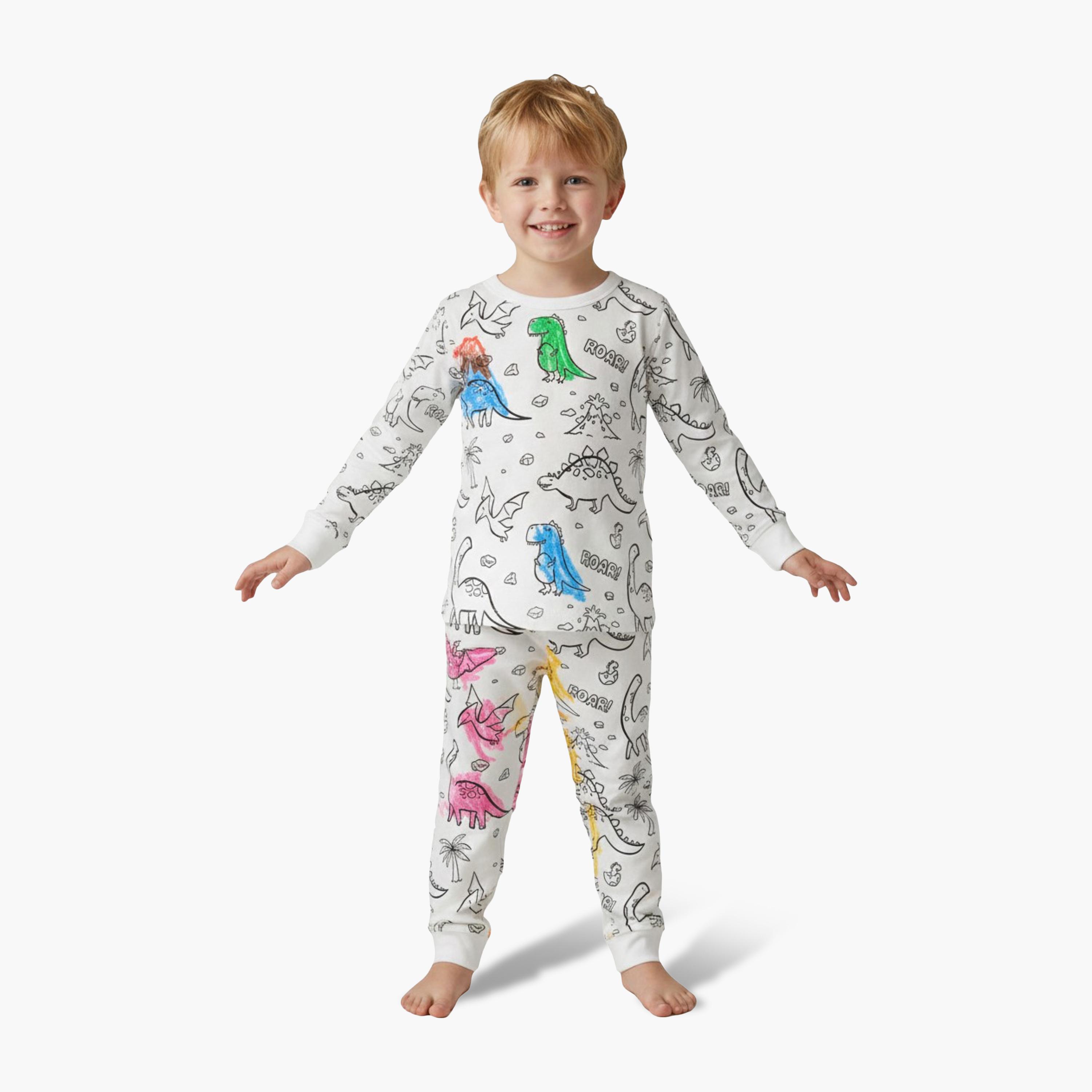 طقم بيجامة قطنية "لوّنها بنفسك" من بيبيكلو-boys-clothing-setsandcoords-image-2
