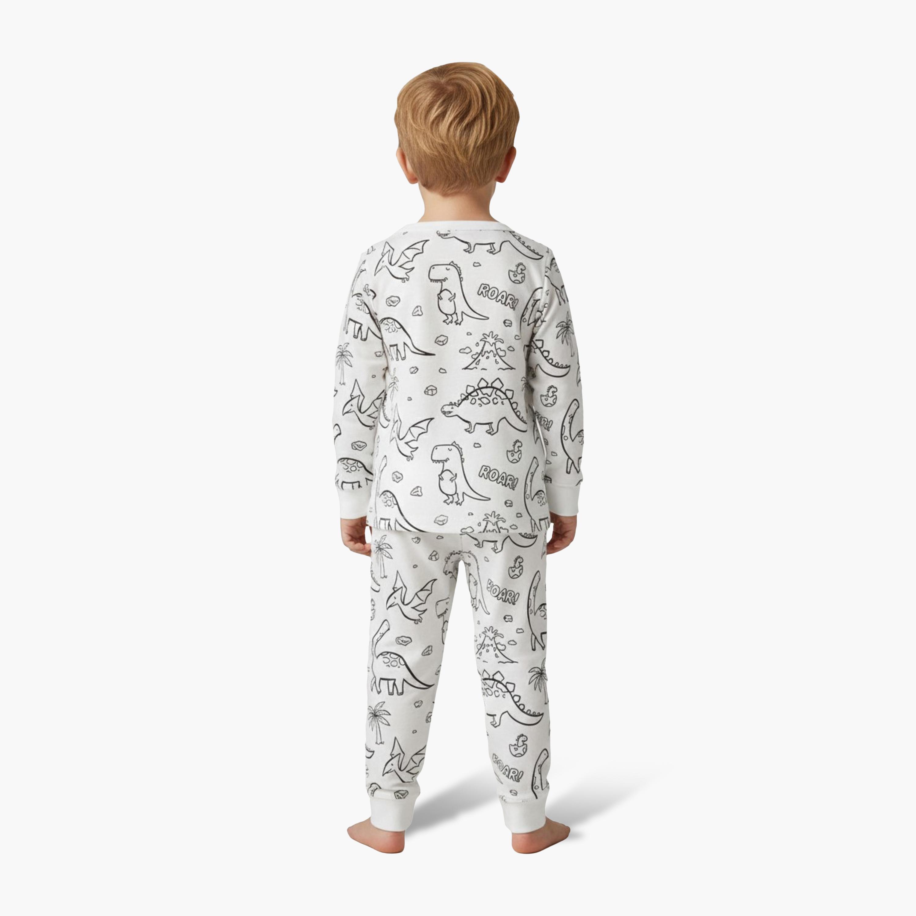طقم بيجامة قطنية "لوّنها بنفسك" من بيبيكلو-boys-clothing-setsandcoords-image-3