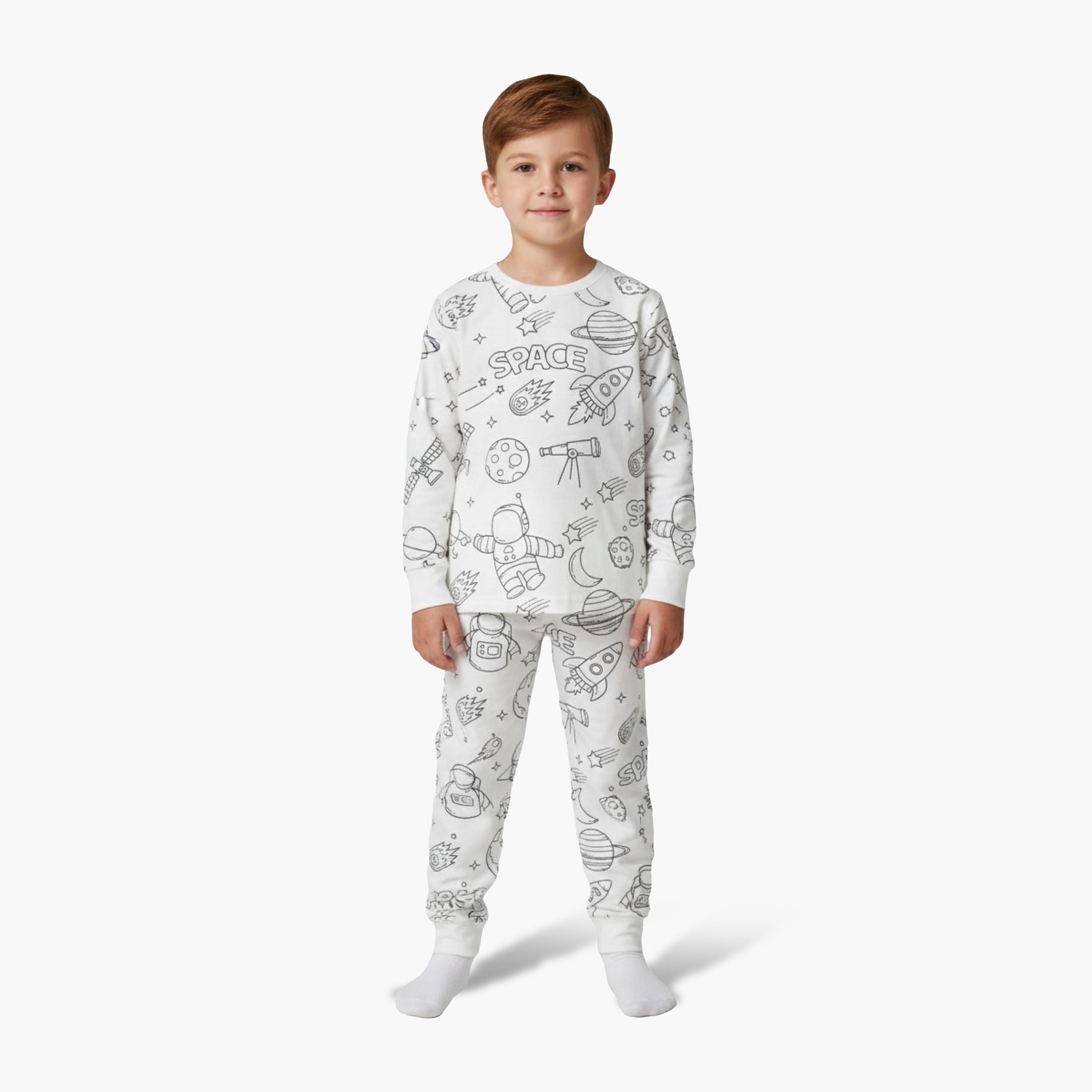 Babyqlo Cotton Colour Your Own Pajama Set-boys-clothing-setsandcoords-image-1