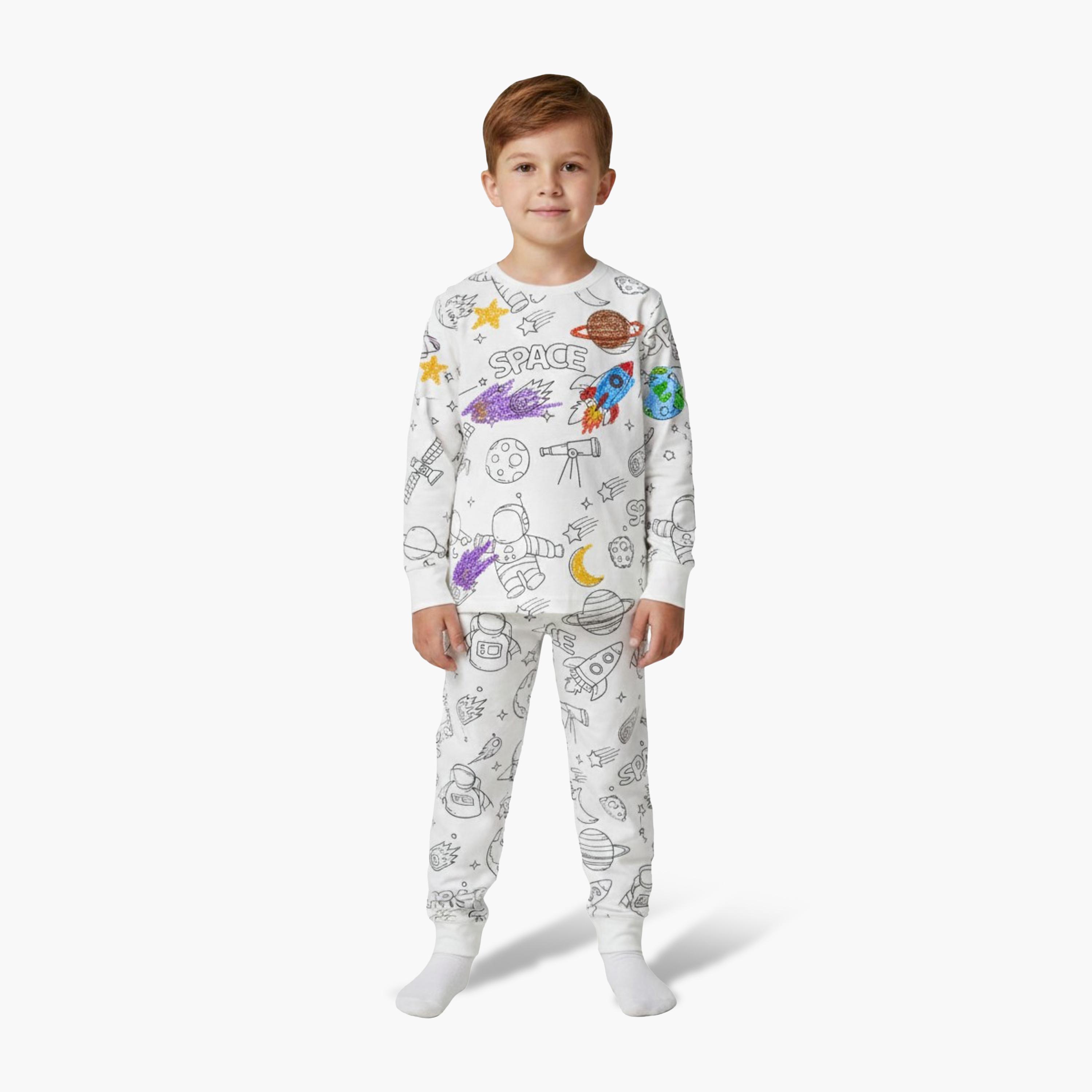 Babyqlo Cotton Colour Your Own Pajama Set-boys-clothing-setsandcoords-image-2