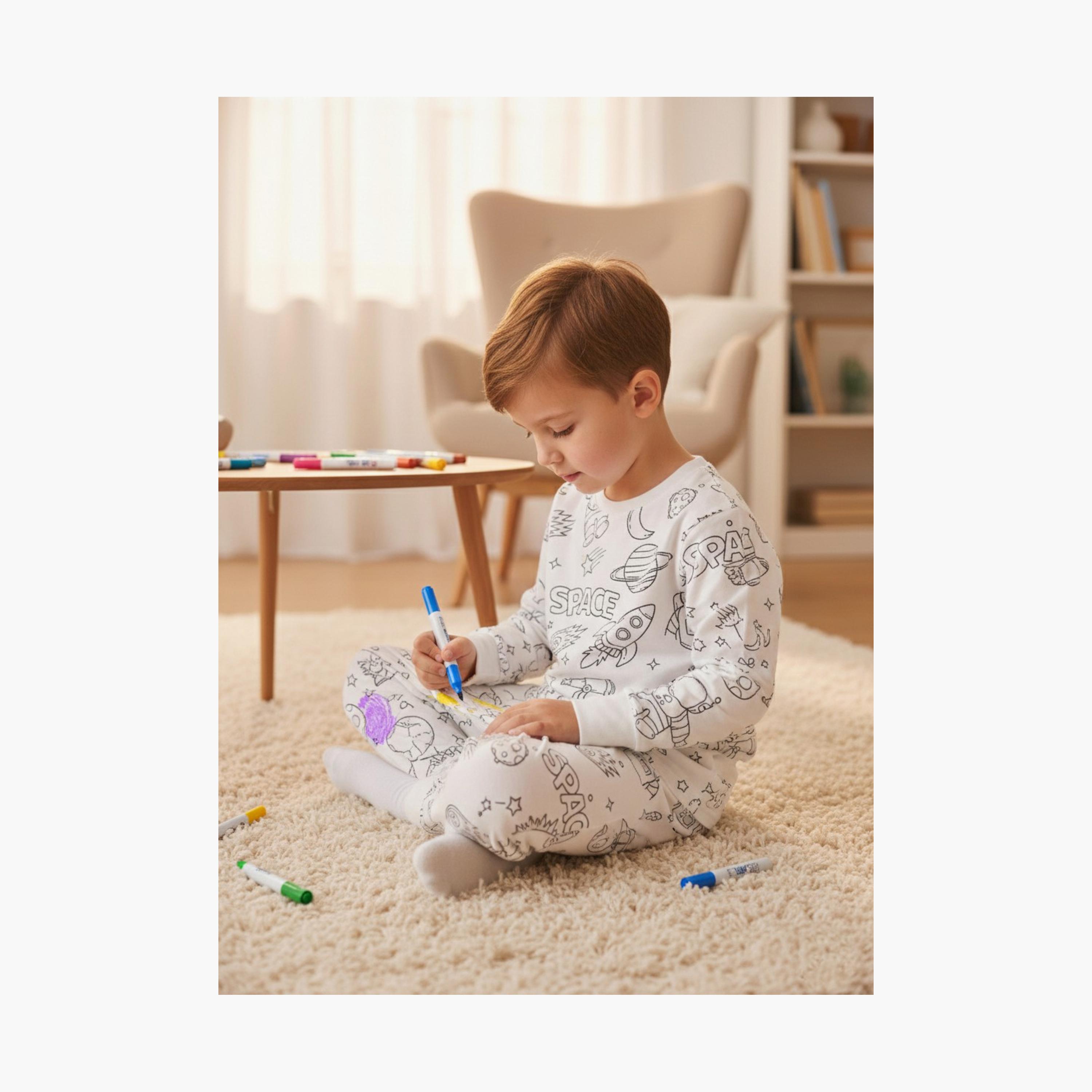 Babyqlo Cotton Colour Your Own Pajama Set-boys-clothing-setsandcoords-image-5