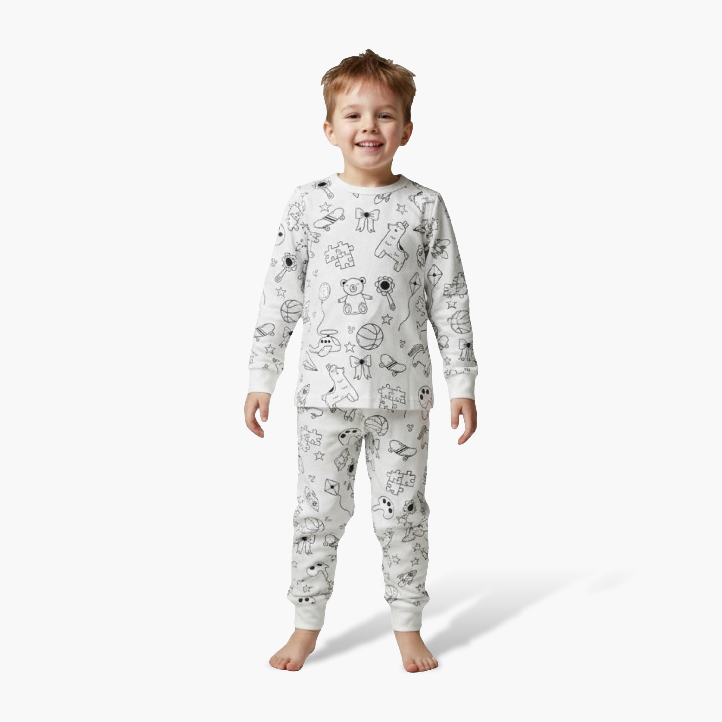 Babyqlo Cotton Colour Your Own Pajama Set-boys-clothing-setsandcoords-image-1