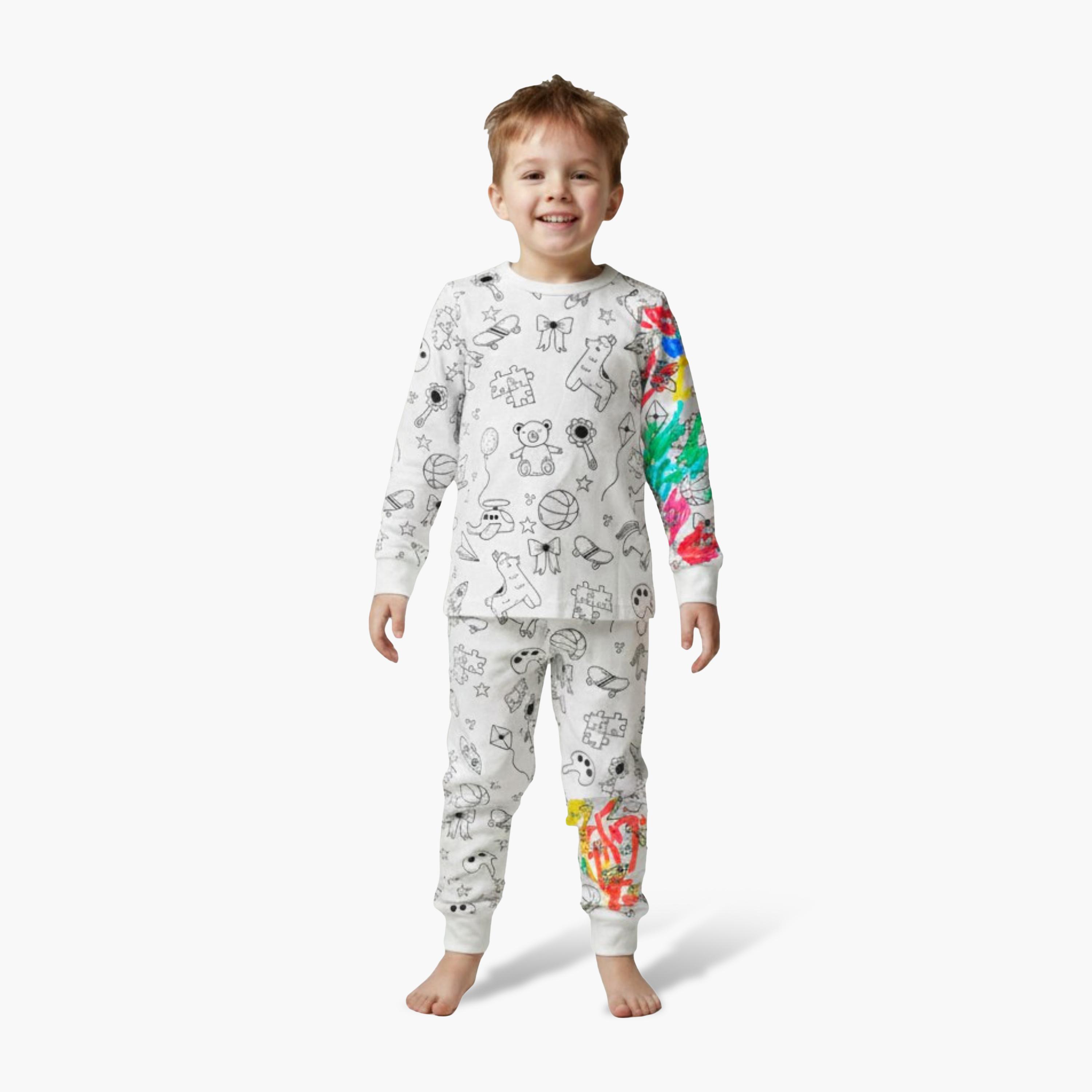 Babyqlo Cotton Colour Your Own Pajama Set-boys-clothing-setsandcoords-image-2