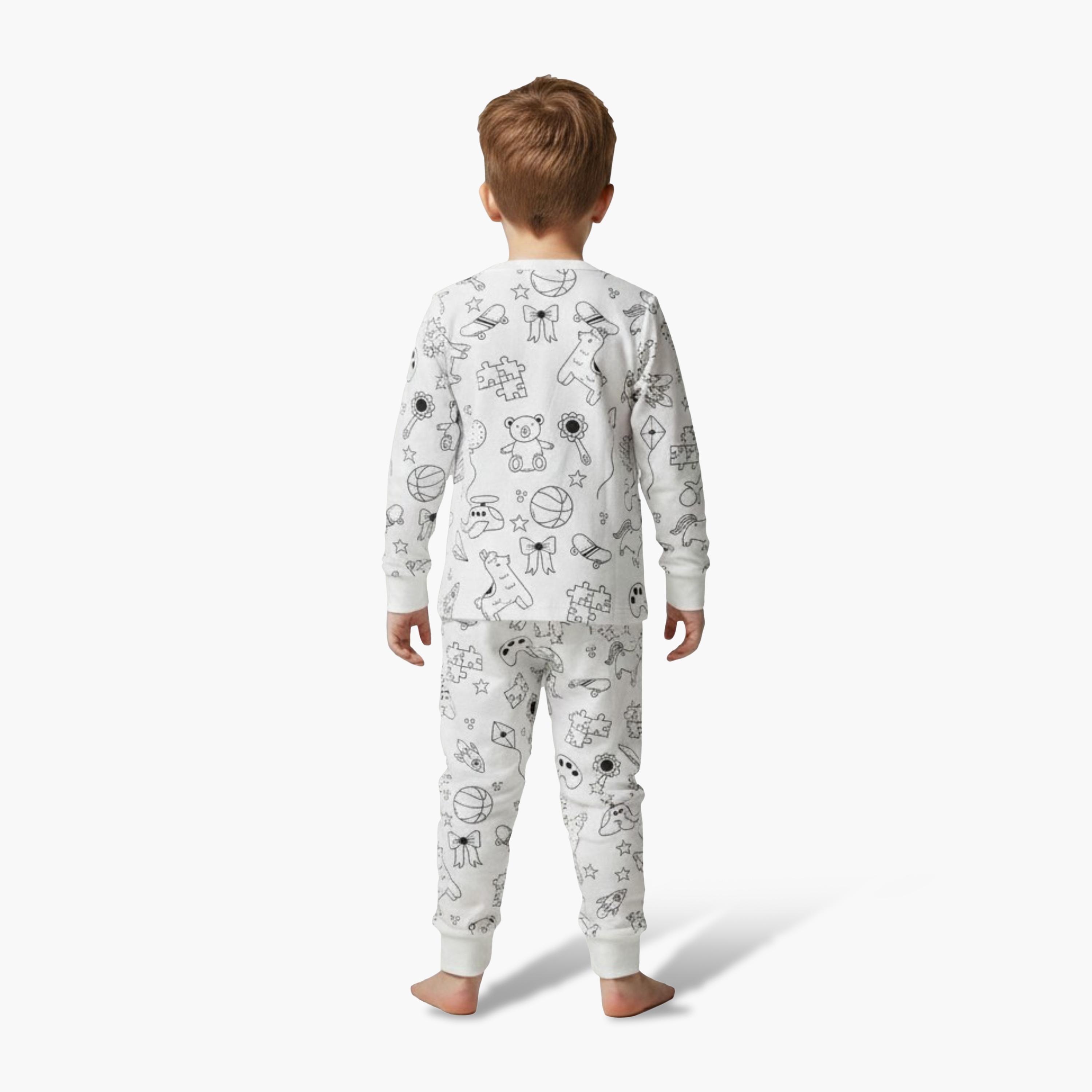 Babyqlo Cotton Colour Your Own Pajama Set-boys-clothing-setsandcoords-image-3