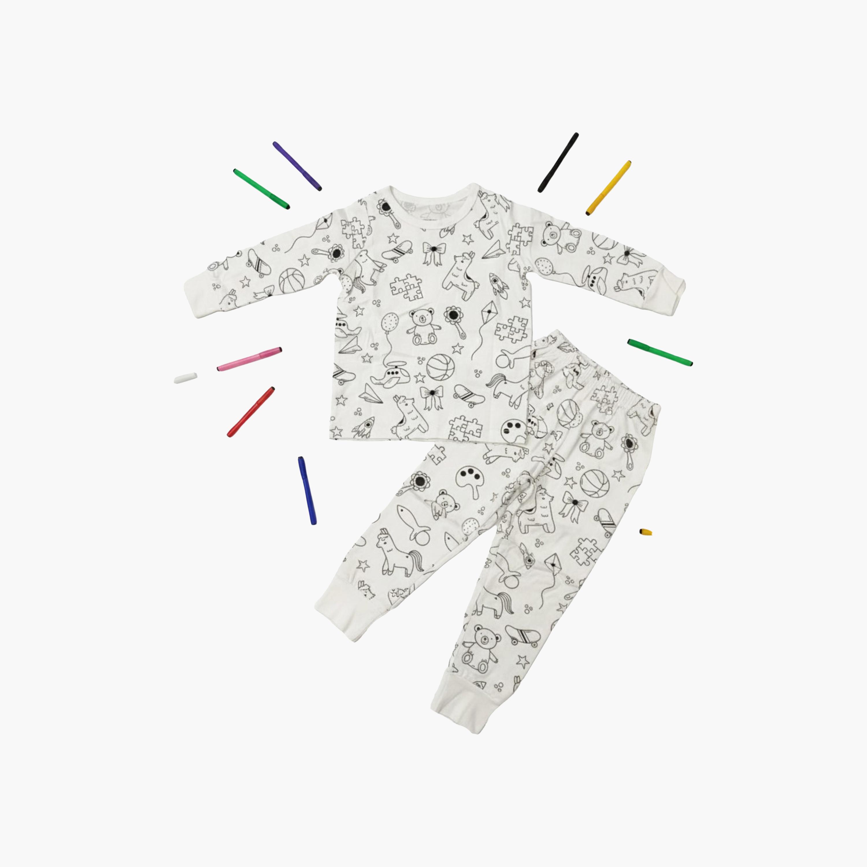 Babyqlo Cotton Colour Your Own Pajama Set-boys-clothing-setsandcoords-image-4