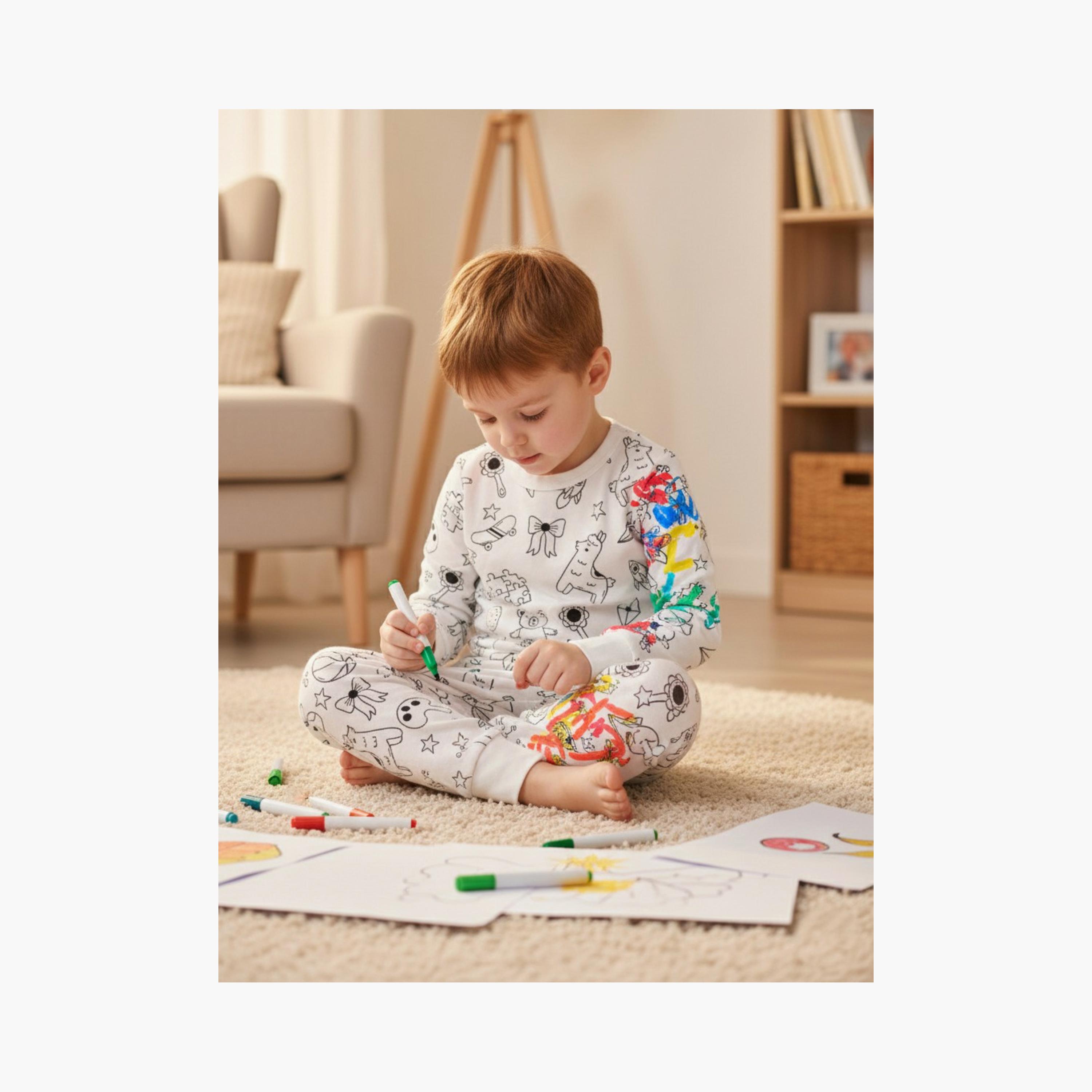 Babyqlo Cotton Colour Your Own Pajama Set-boys-clothing-setsandcoords-image-5
