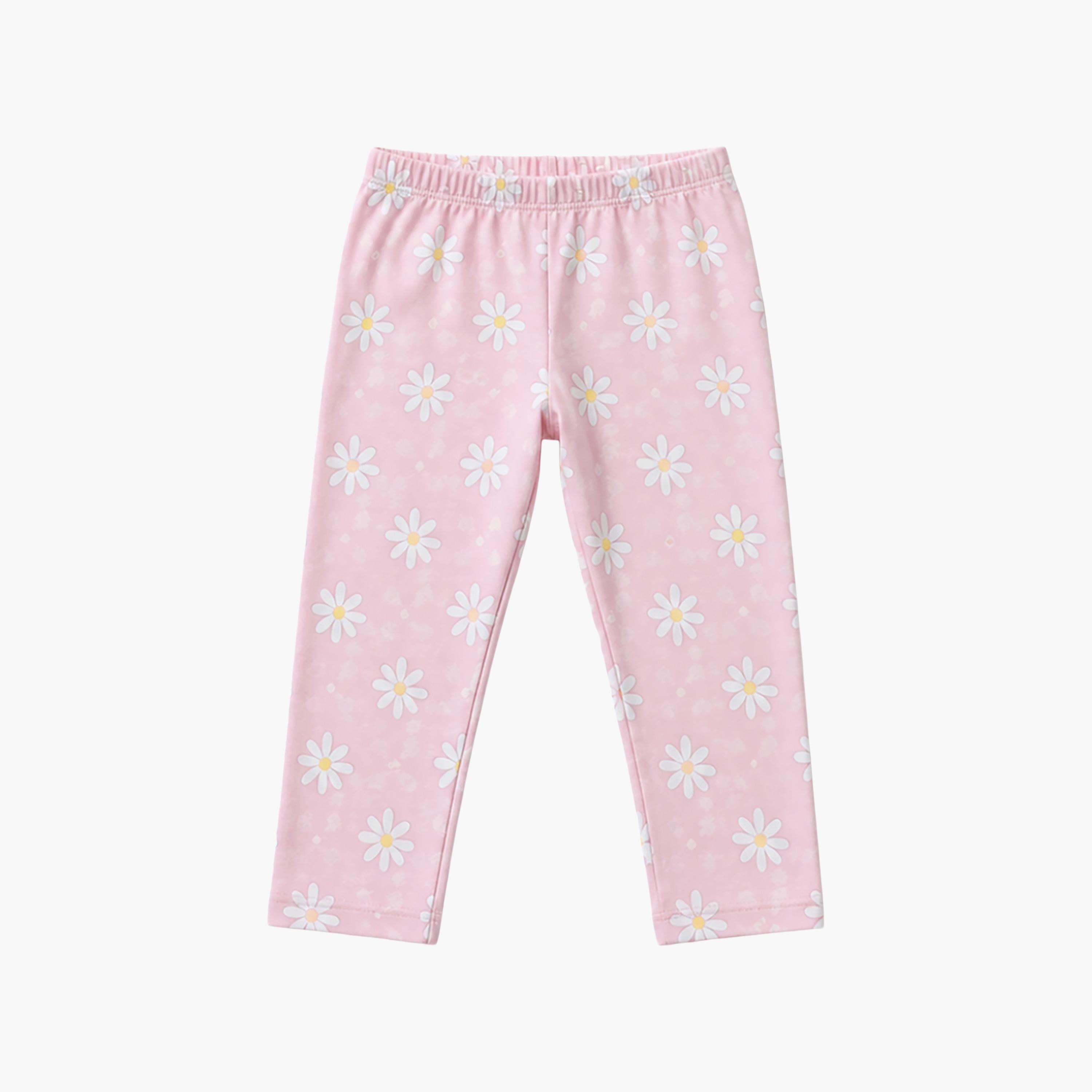 طقم تيشرت بأكمام قصيرة وبنطال بيجامة بطبعة أزهار الأقحوان من بيبي كلو-baby-girls-clothing-setsandcoords-image-8