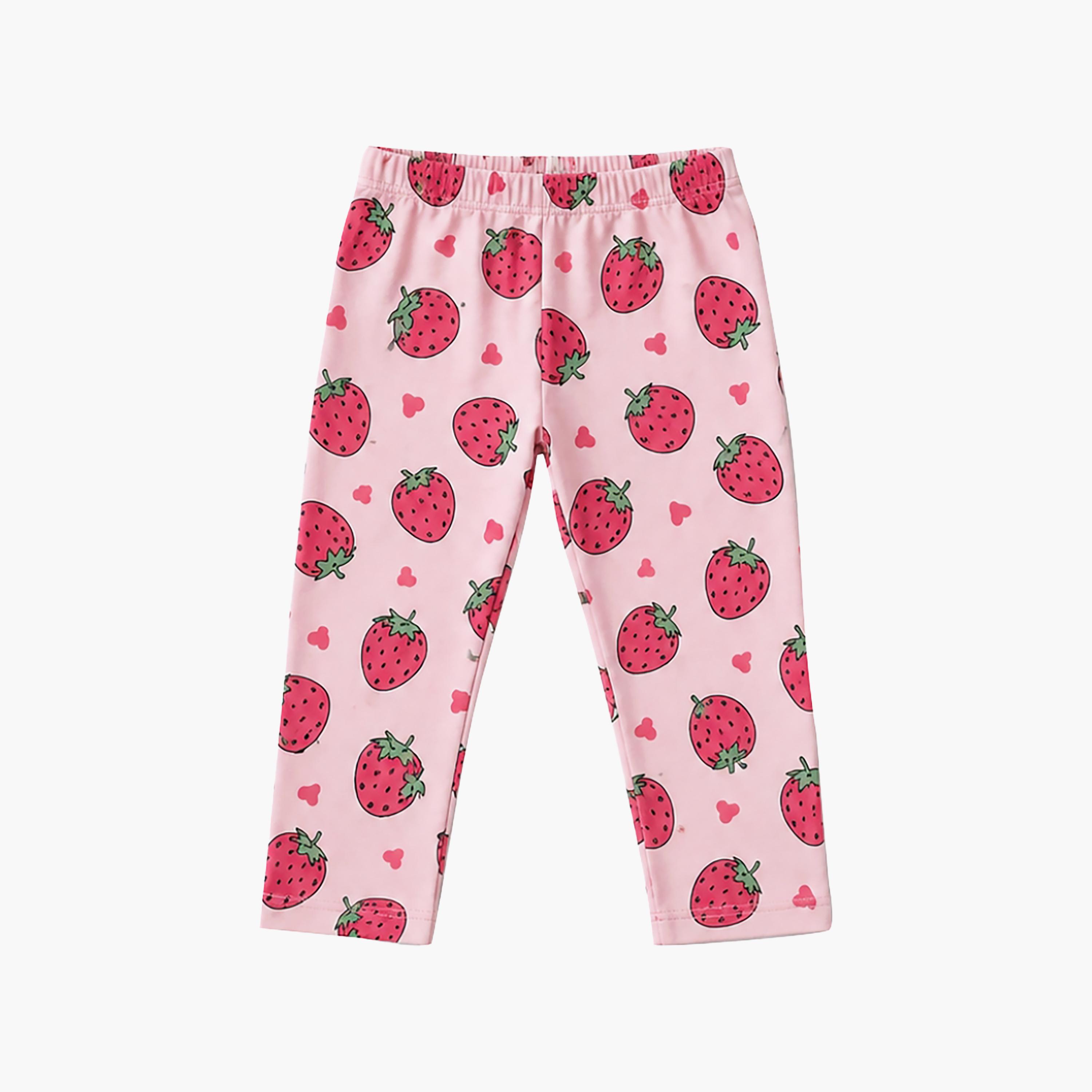 طقم تيشرت بأكمام قصيرة وبنطال بيجامة بطبعة فراولة من بيبي كلو-baby-girls-clothing-setsandcoords-image-8