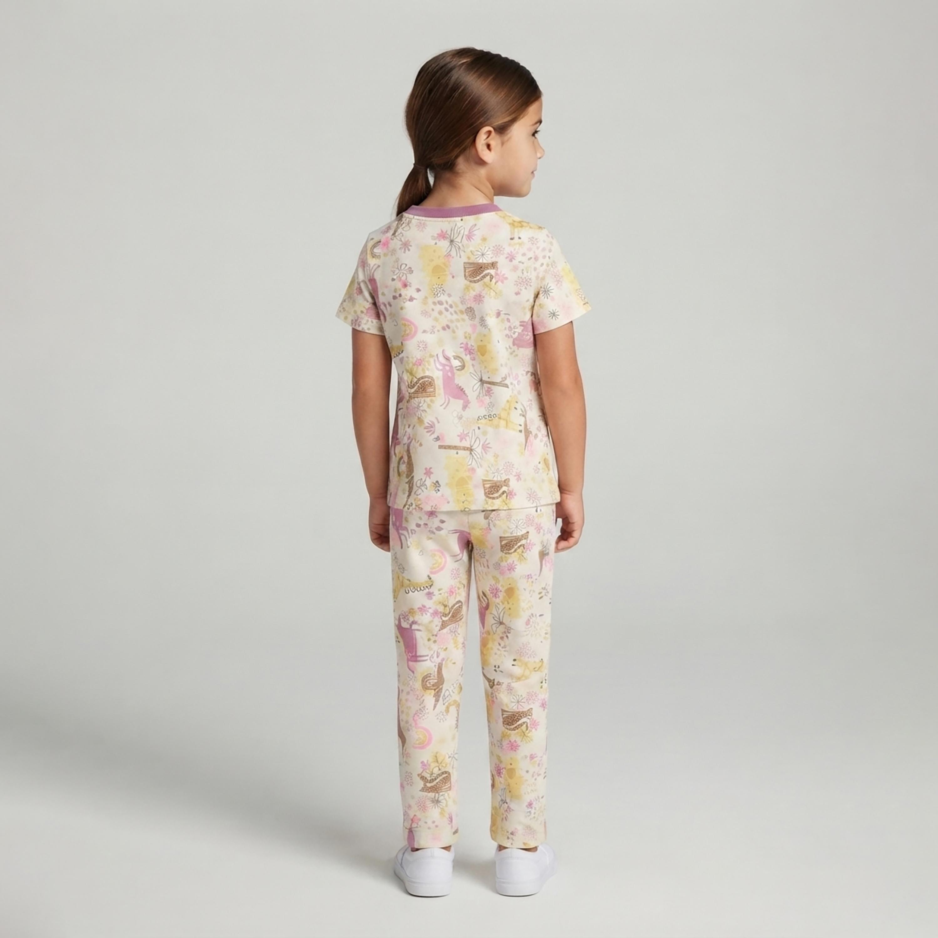 طقم تيشرت بأكمام قصيرة وبنطال بيجامة بطبعة وحيد القرن من بيبي كلو-baby-girls-clothing-setsandcoords-image-2