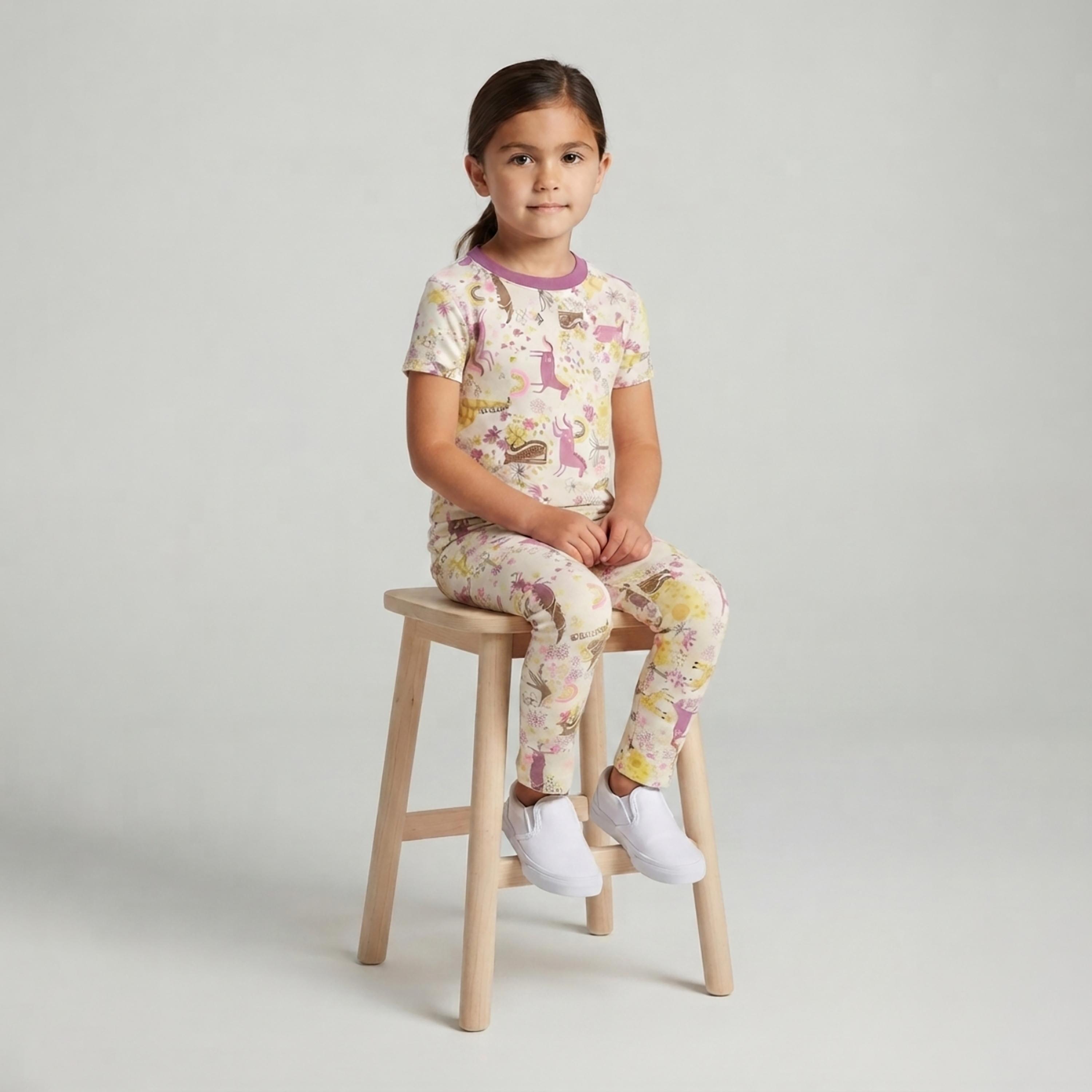 طقم تيشرت بأكمام قصيرة وبنطال بيجامة بطبعة وحيد القرن من بيبي كلو-baby-girls-clothing-setsandcoords-image-4