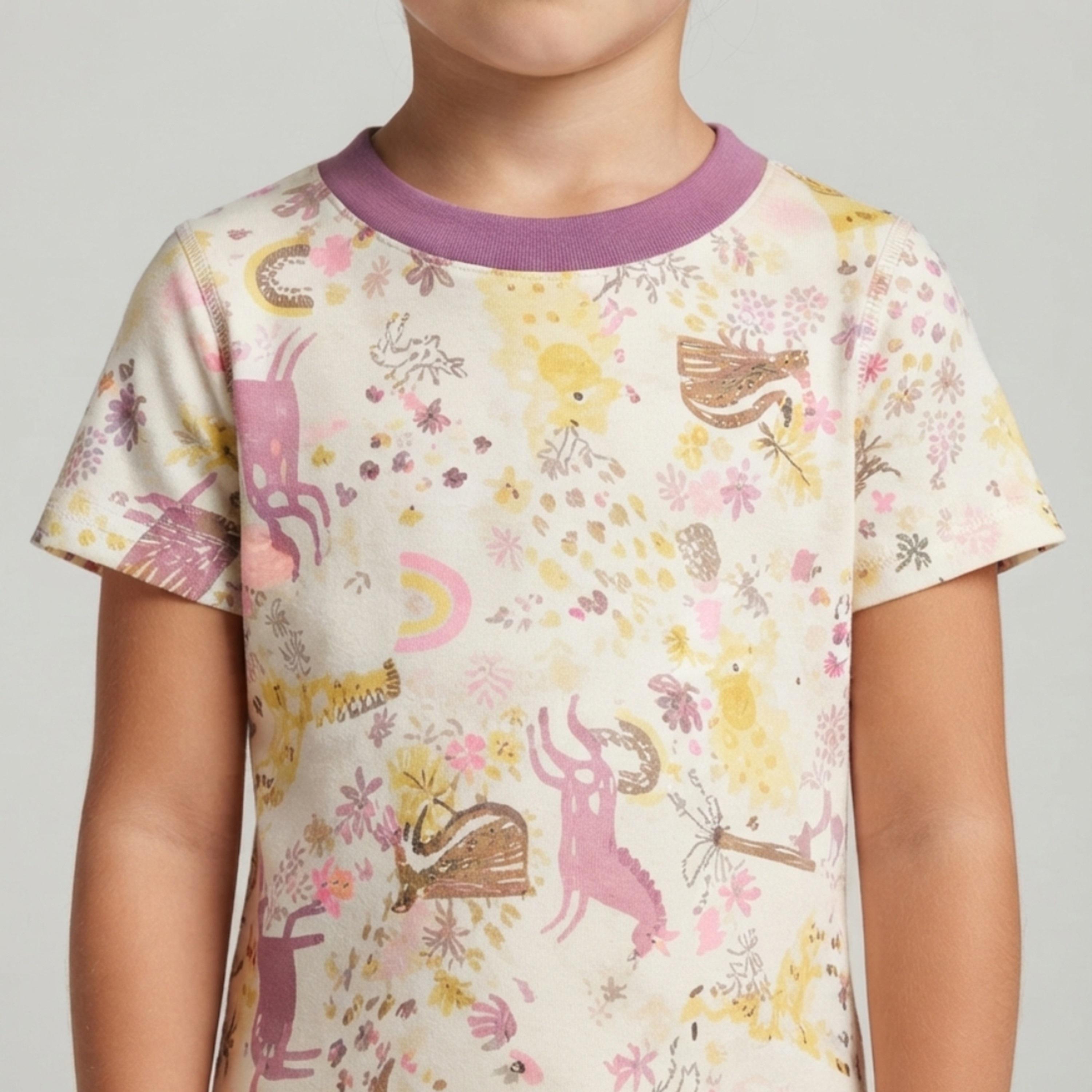 طقم تيشرت بأكمام قصيرة وبنطال بيجامة بطبعة وحيد القرن من بيبي كلو-baby-girls-clothing-setsandcoords-image-5