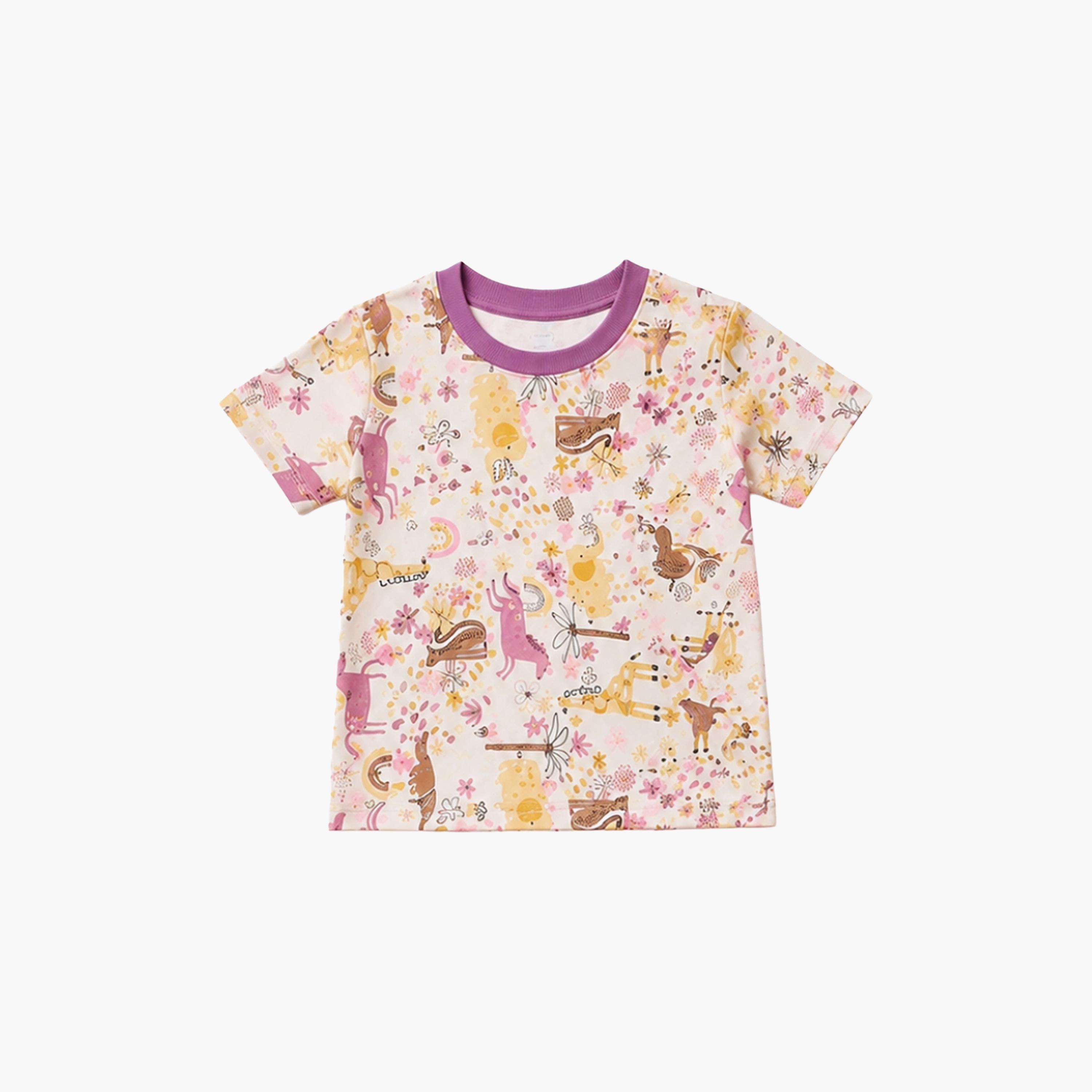 طقم تيشرت بأكمام قصيرة وبنطال بيجامة بطبعة وحيد القرن من بيبي كلو-baby-girls-clothing-setsandcoords-image-7
