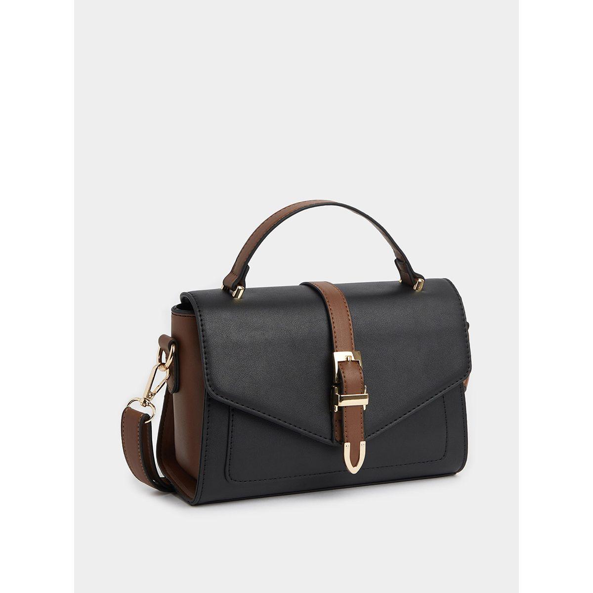 Styli Buckle Detail Handbag with Detachable Strap-women-bagsandwallets-handbags-image-1