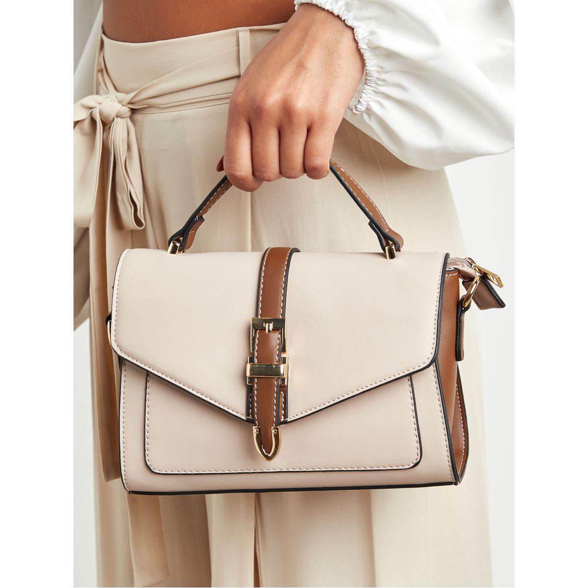 Styli Buckle Detail Handbag with Detachable Strap-women-bagsandwallets-handbags-image-4