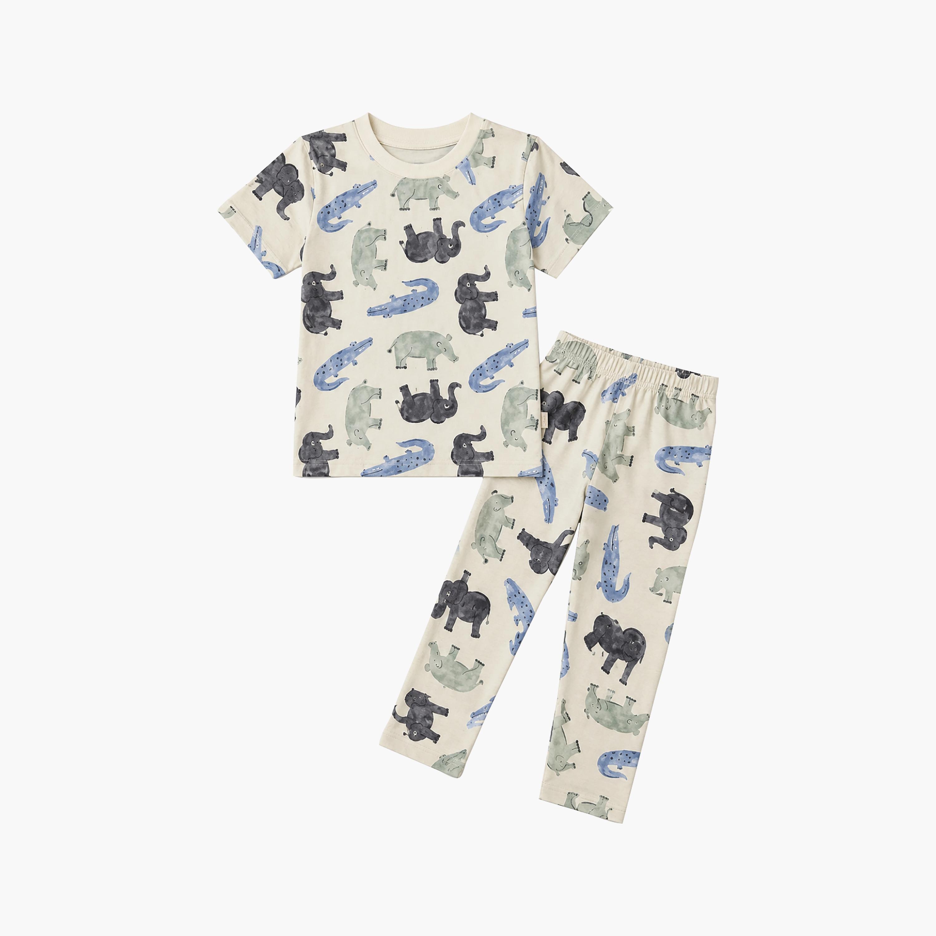 طقم تيشرت بأكمام قصيرة وبنطال بيجامة بطبعة حيوانات السفاري من بيبي كلو-boys-clothing-setsandcoords-image-6