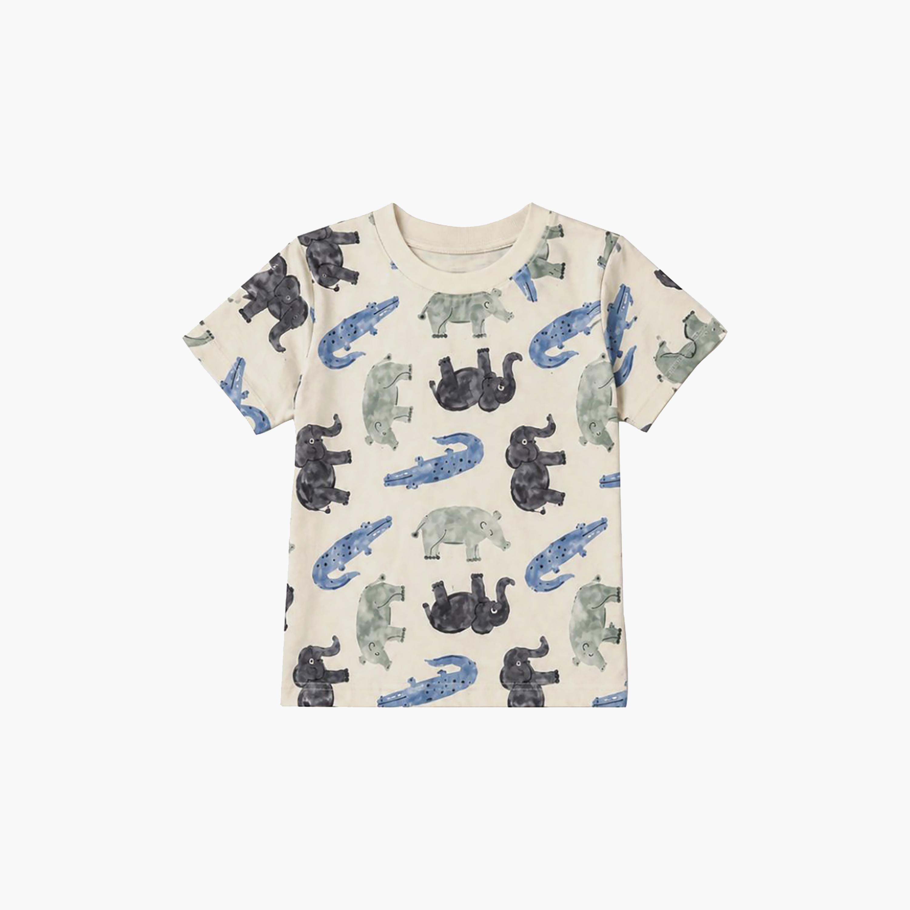 طقم تيشرت بأكمام قصيرة وبنطال بيجامة بطبعة حيوانات السفاري من بيبي كلو-boys-clothing-setsandcoords-image-7
