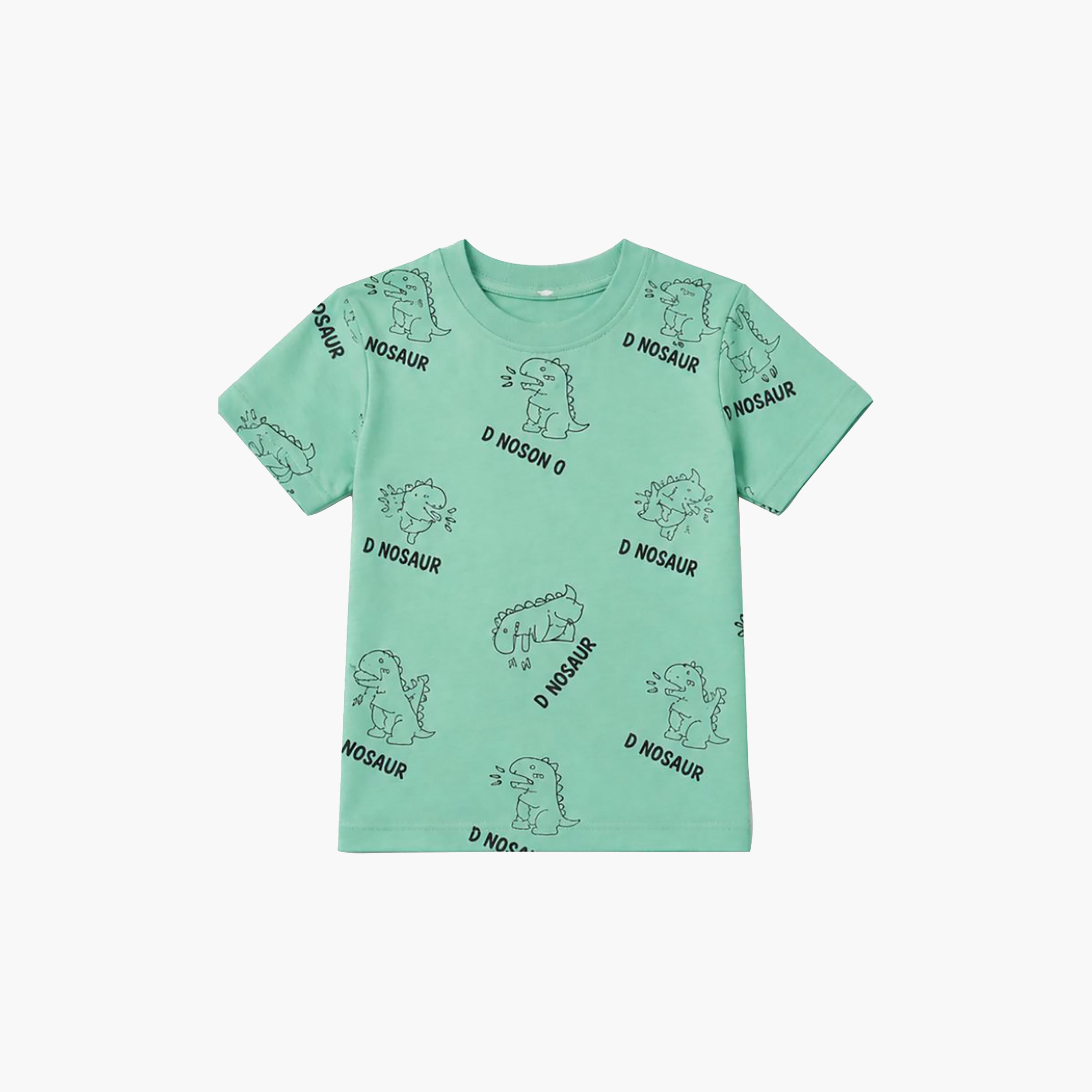 طقم تيشرت بأكمام قصيرة وبنطال بيجامة بطبعة ديناصور من بيبي كلو-boys-clothing-setsandcoords-image-7
