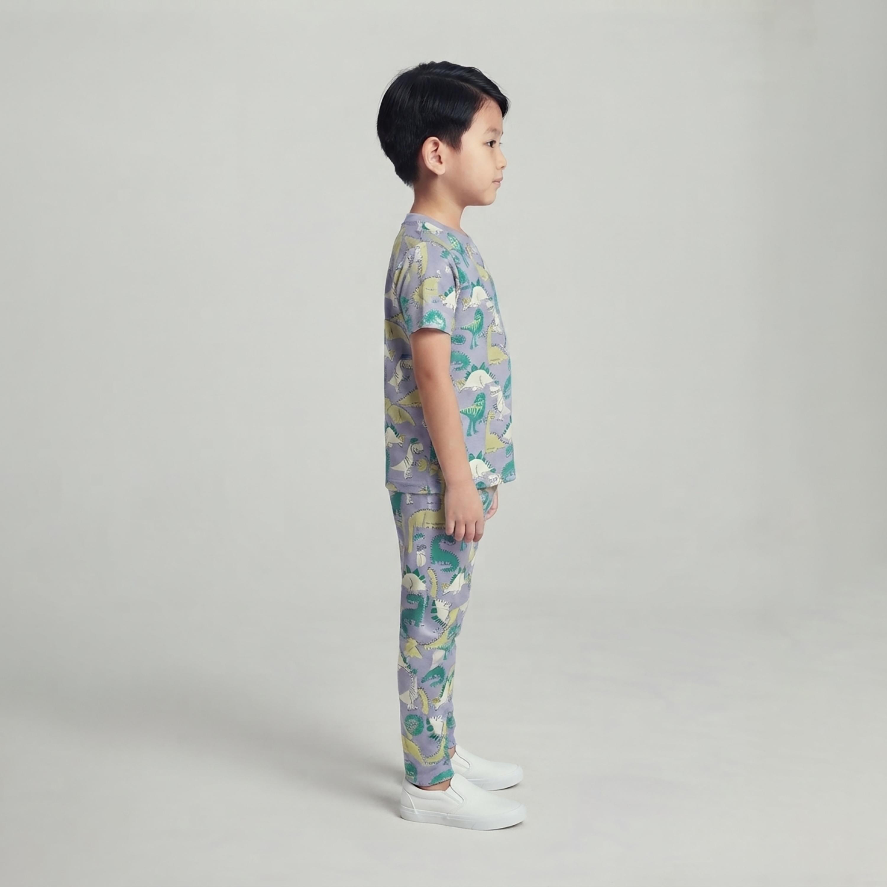طقم تيشرت بأكمام قصيرة وبنطال بيجامة بطبعة ديناصور من بيبي كلو-boys-clothing-setsandcoords-image-3