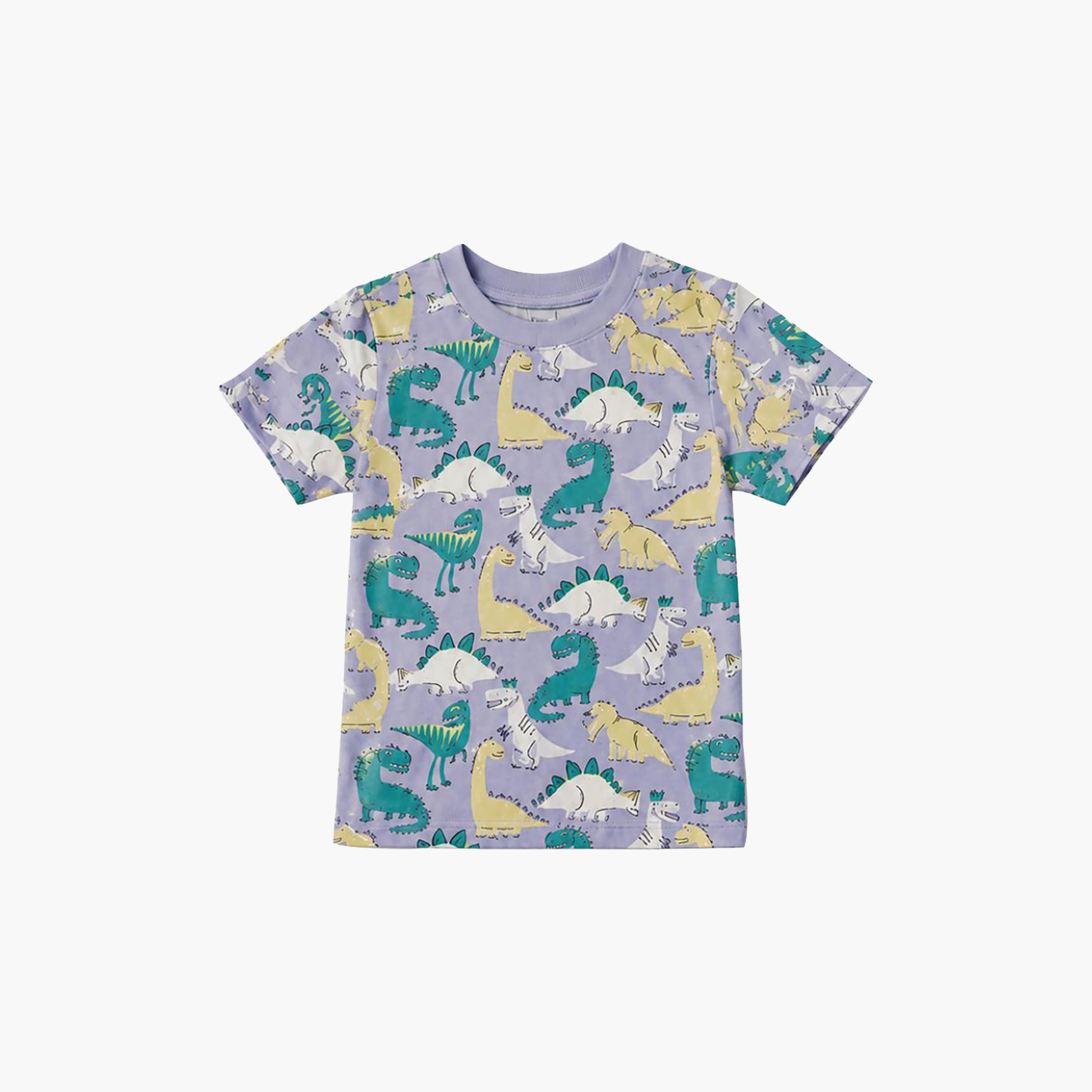 طقم تيشرت بأكمام قصيرة وبنطال بيجامة بطبعة ديناصور من بيبي كلو-boys-clothing-setsandcoords-image-7