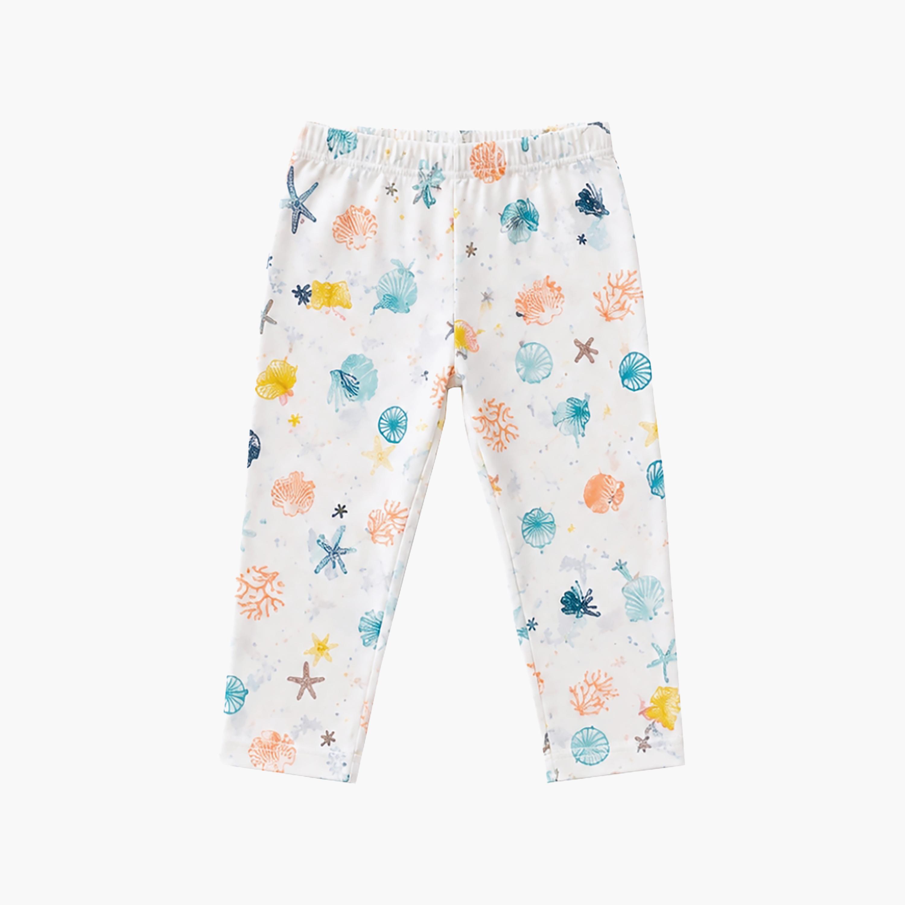 طقم تيشرت بأكمام قصيرة وبنطال بيجامة بطبعة قواقع البحر ونجم البحر من بيبي كلو-baby-girls-clothing-setsandcoords-image-8