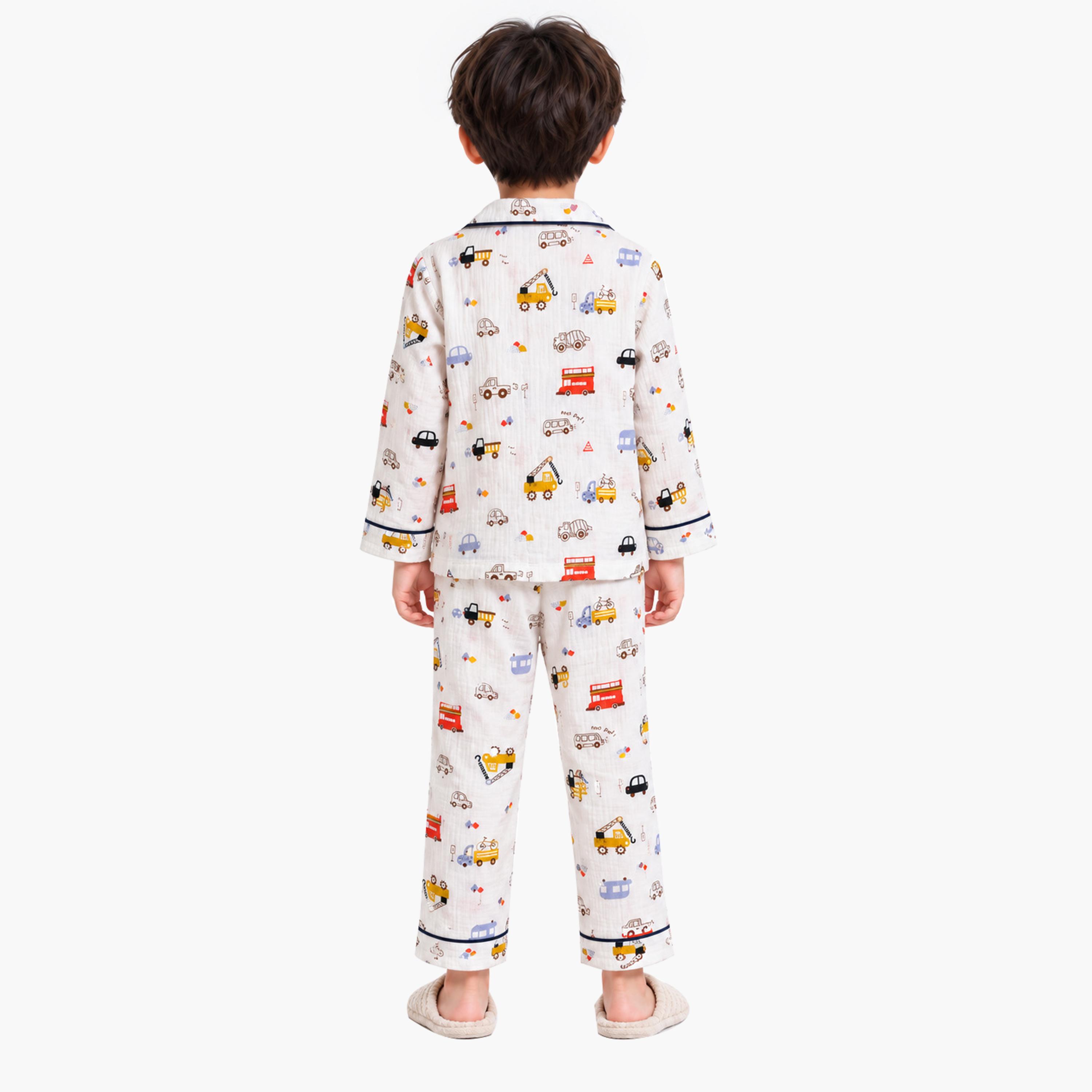 طقم ملابس نوم بأكمام طويلة قماش موسلين بطبعة جرافيك من بيبي كلو-boys-clothing-setsandcoords-image-2