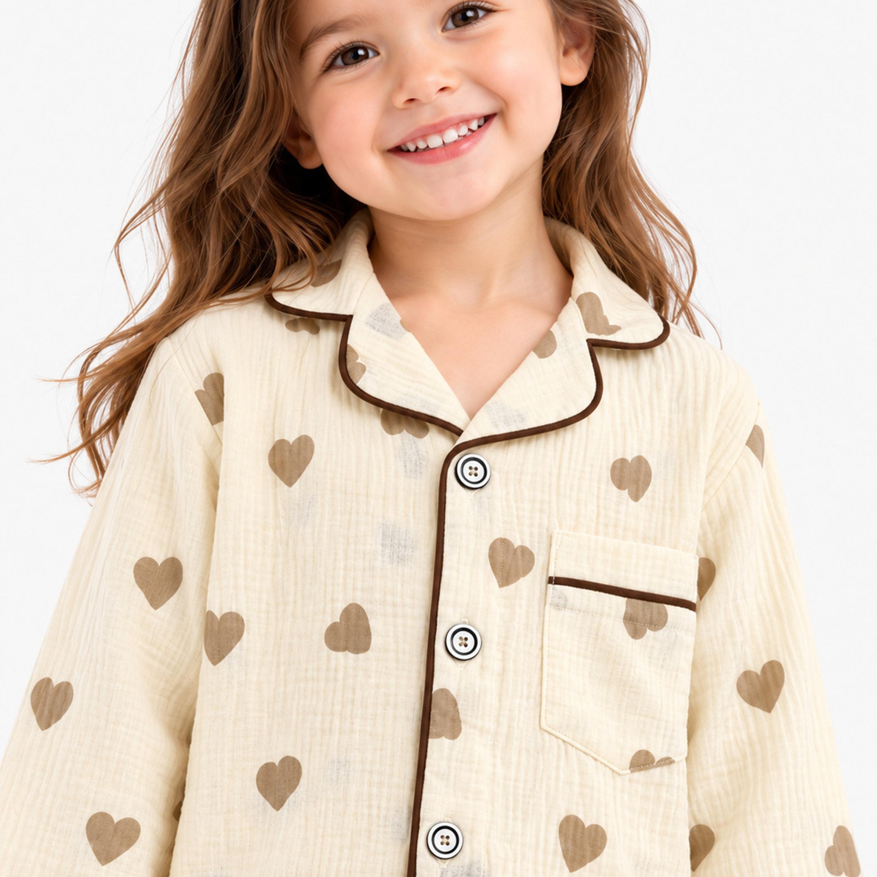 طقم بيجامة قطعتين مطبع بياقة شال وتيشيرت من بيبي كيو لو-girls-clothing-setsandcoords-image-6