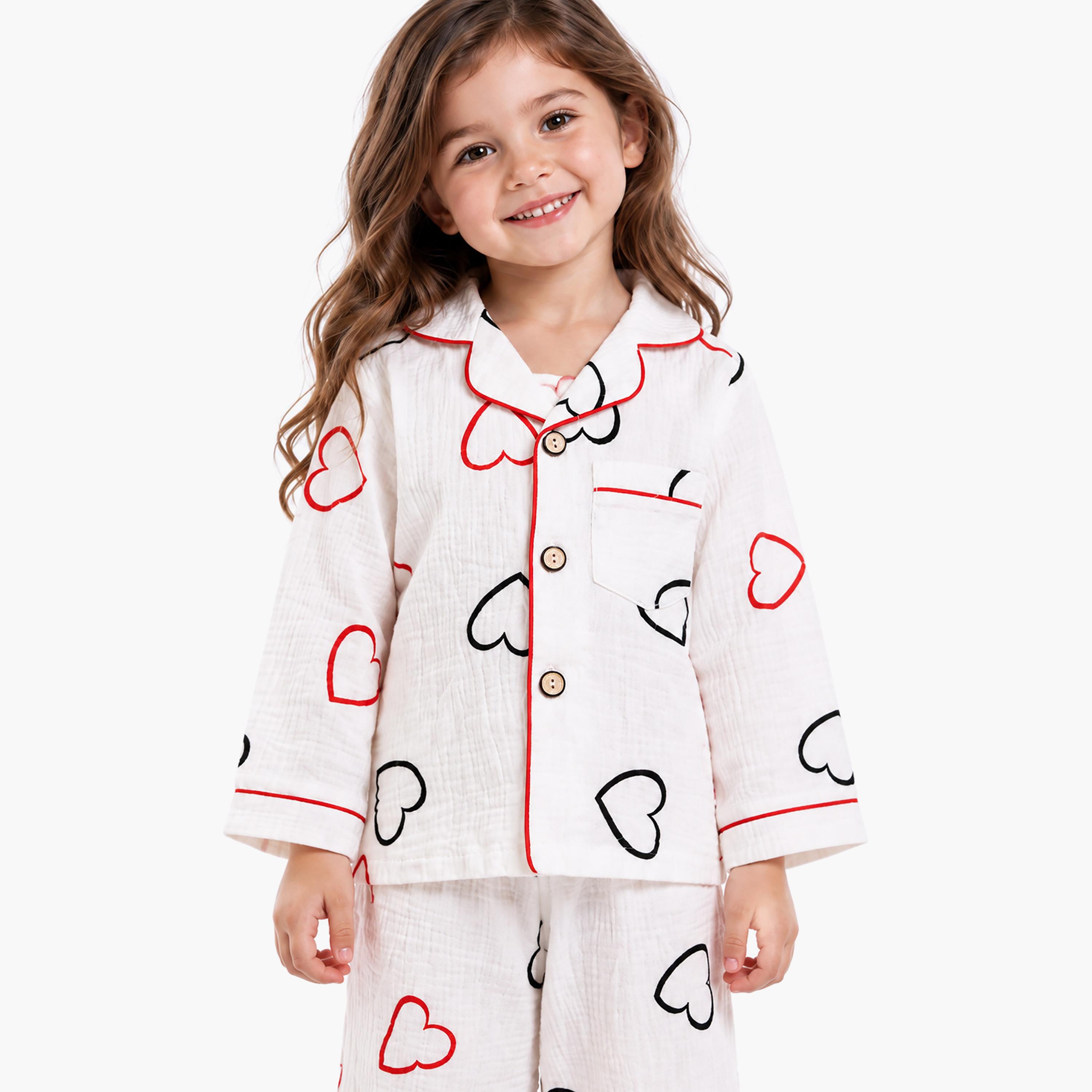 طقم بيجامة قطعتين مطبع بياقة شال وتيشيرت من بيبي كيو لو-girls-clothing-setsandcoords-image-6