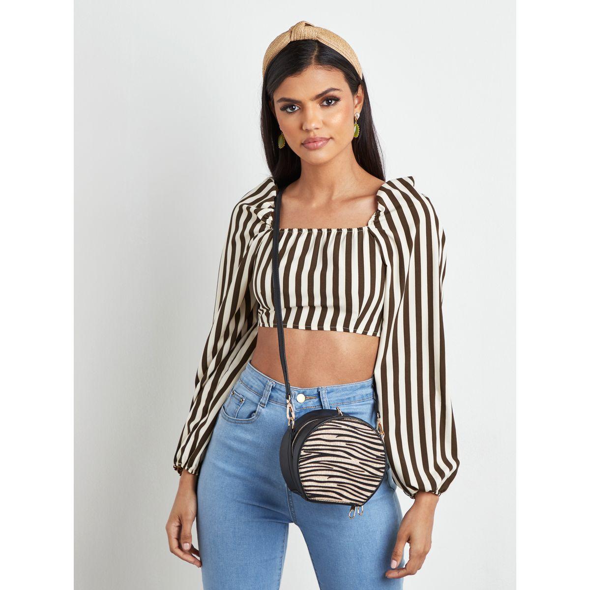 Styli Faux Fur Zebra Pattern Detail Round Crossbody Bag-women-bagsandwallets-handbags-image-3