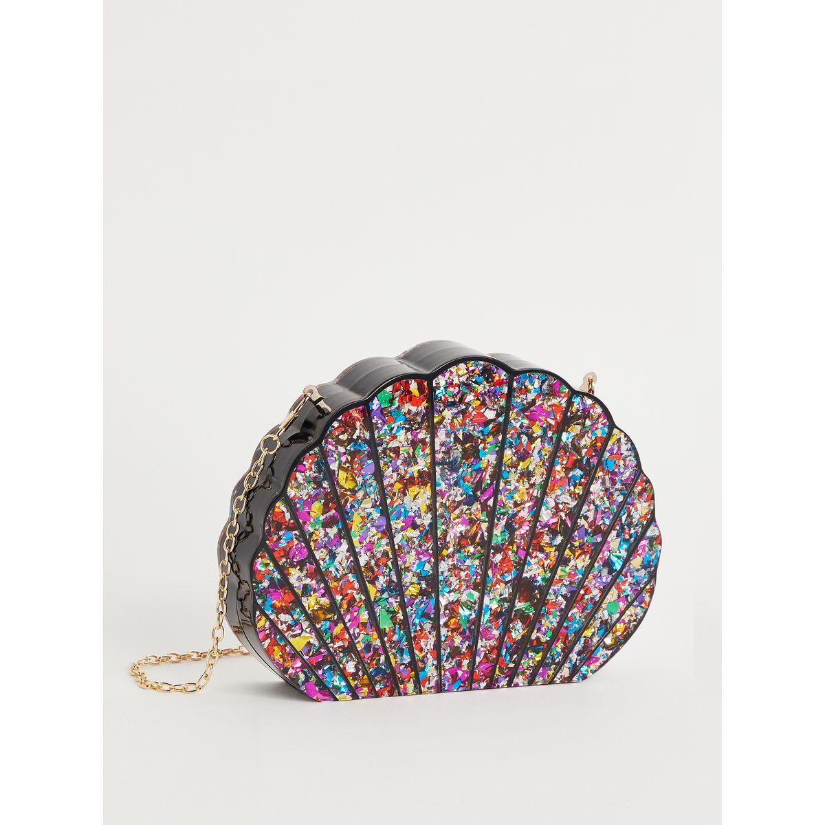 Styli Textured Shell Clutch with Chain Strap-women-bagsandwallets-handbags-image-1