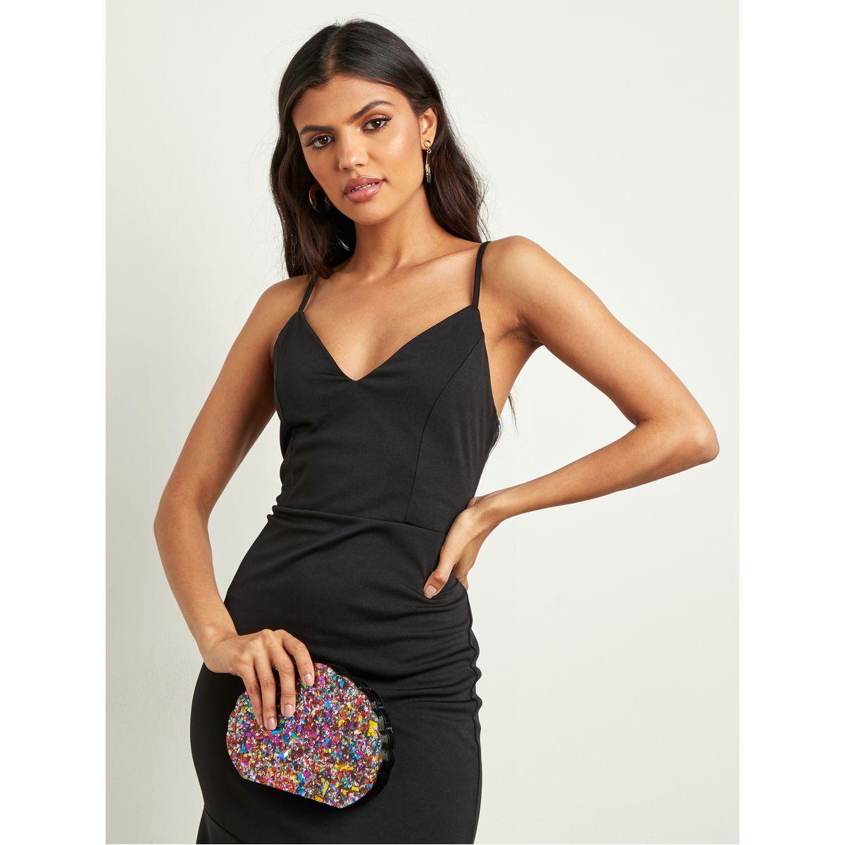 Styli Textured Shell Clutch with Chain Strap-women-bagsandwallets-handbags-image-3