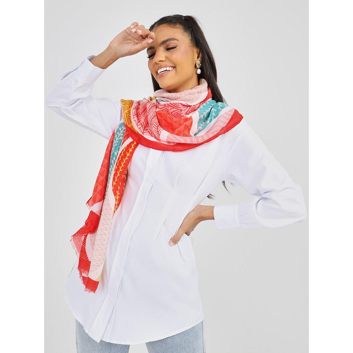 Styli Raw Edge Printed Scarf-women-winterwear-scarves-image-4