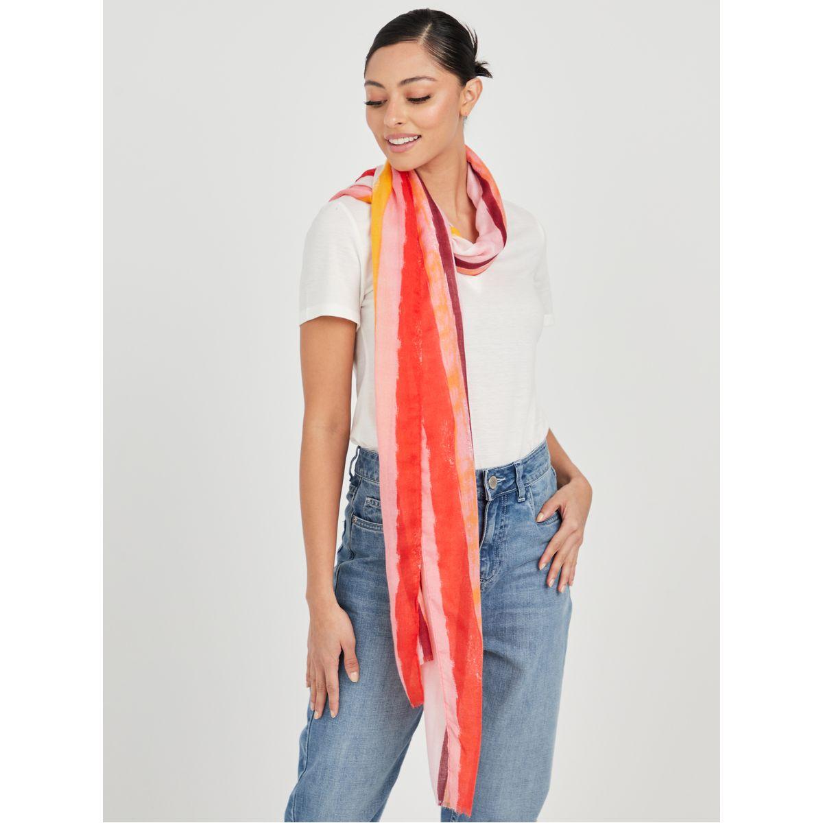Styli Raw Edge Stripe Printed Scarf-women-winterwear-scarves-image-3