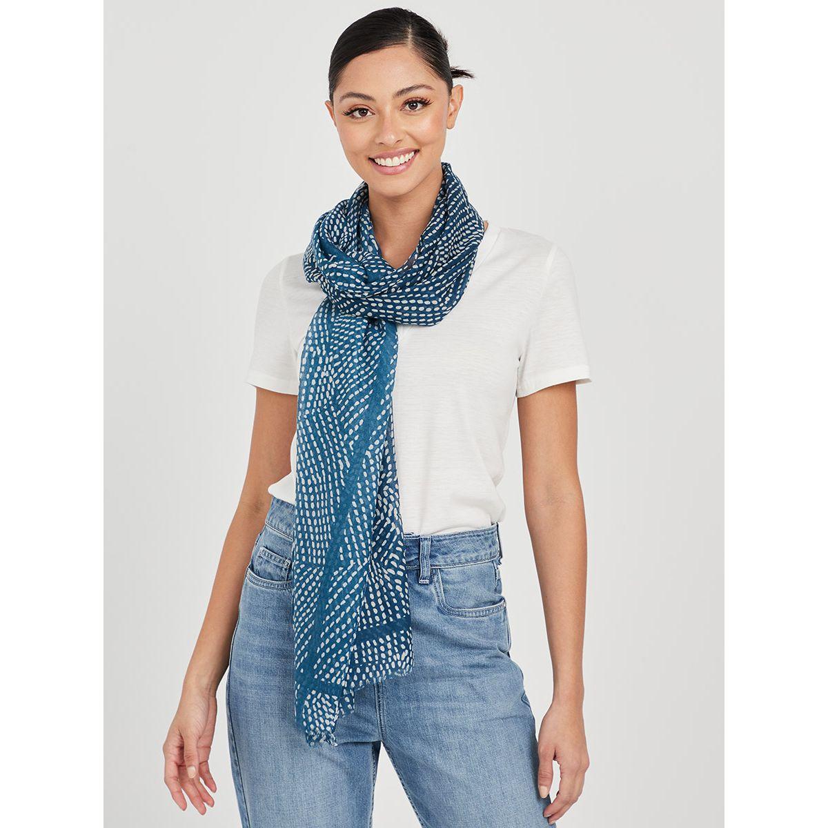 Styli Raw Edge Ditsy Printed Scarf-women-winterwear-scarves-image-3