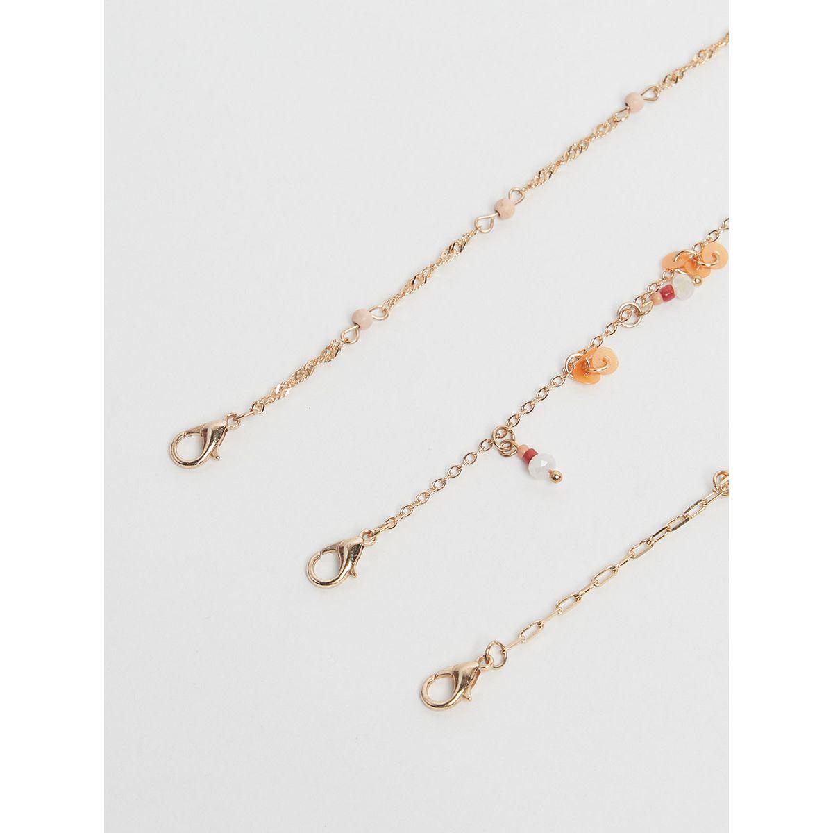 Styli Set of 3 - Coin and Beads Drop Detail Anklet-women-watchesandjewellery-jewellery-anklets-image-5