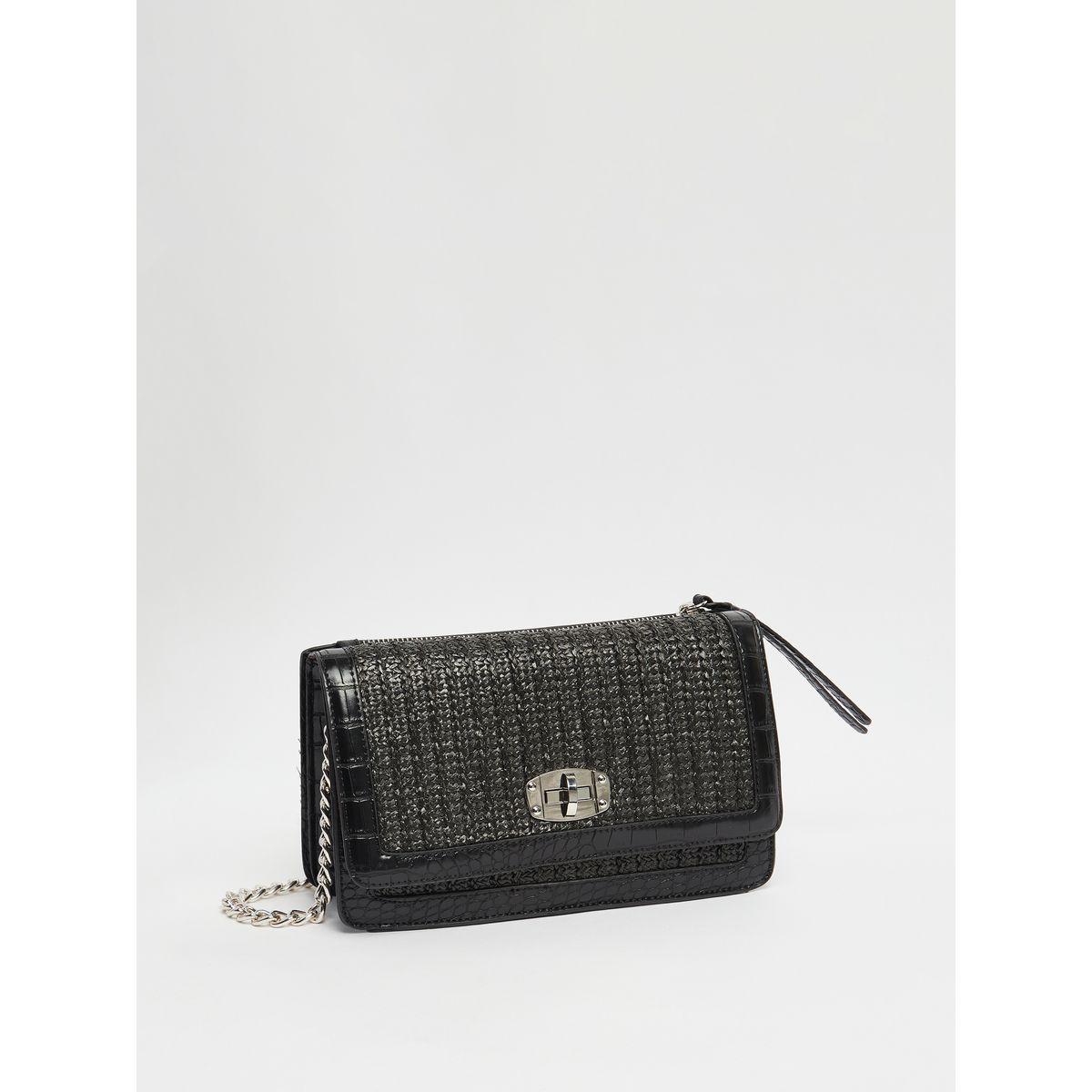 Styli Textured Flap Crossbody Bag with Twist Closure-women-bagsandwallets-handbags-image-1